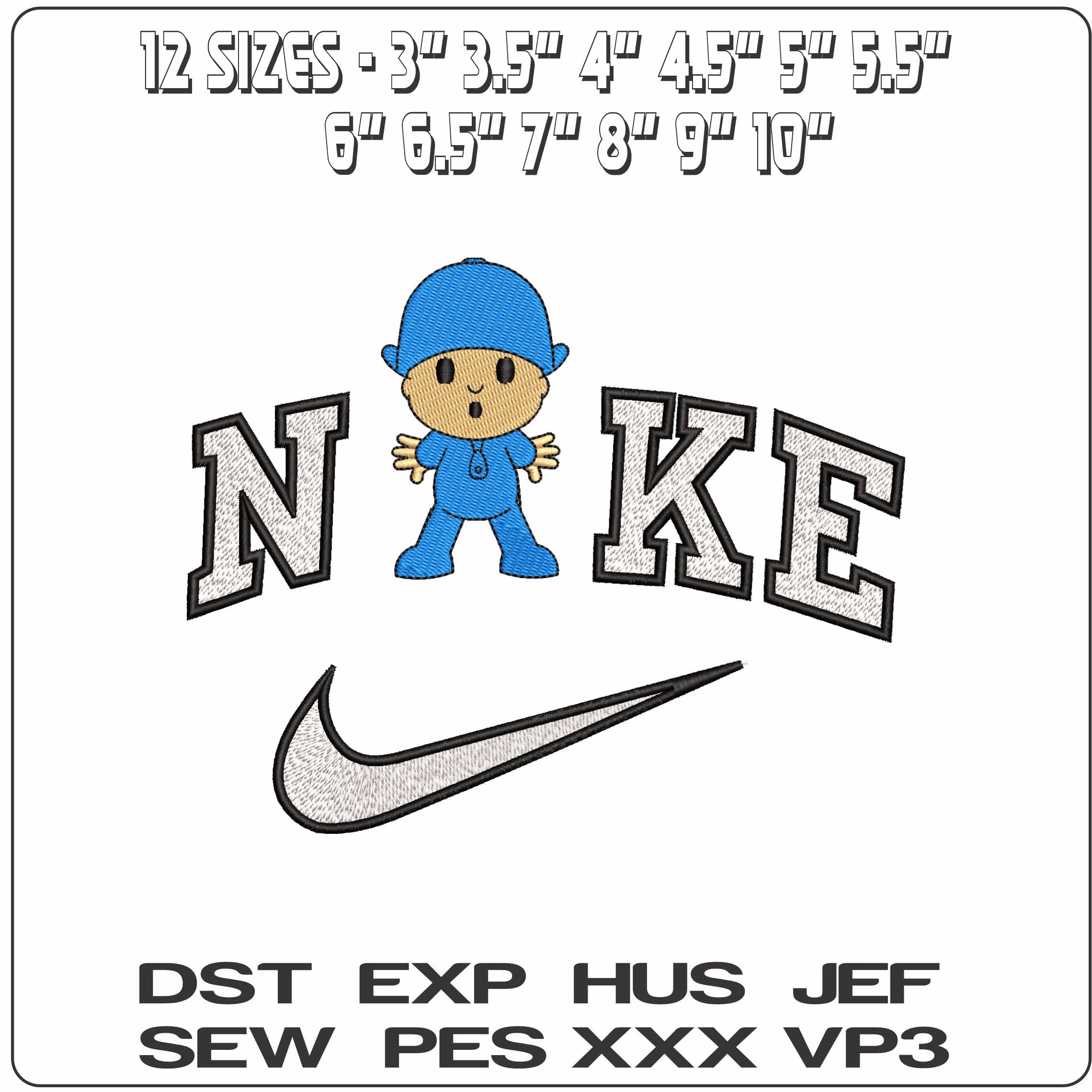 Nike Pocoyo Pocoyo and Friends Pato and Elly Cartoon   - Elegant embroidery design file-instant download — view 2