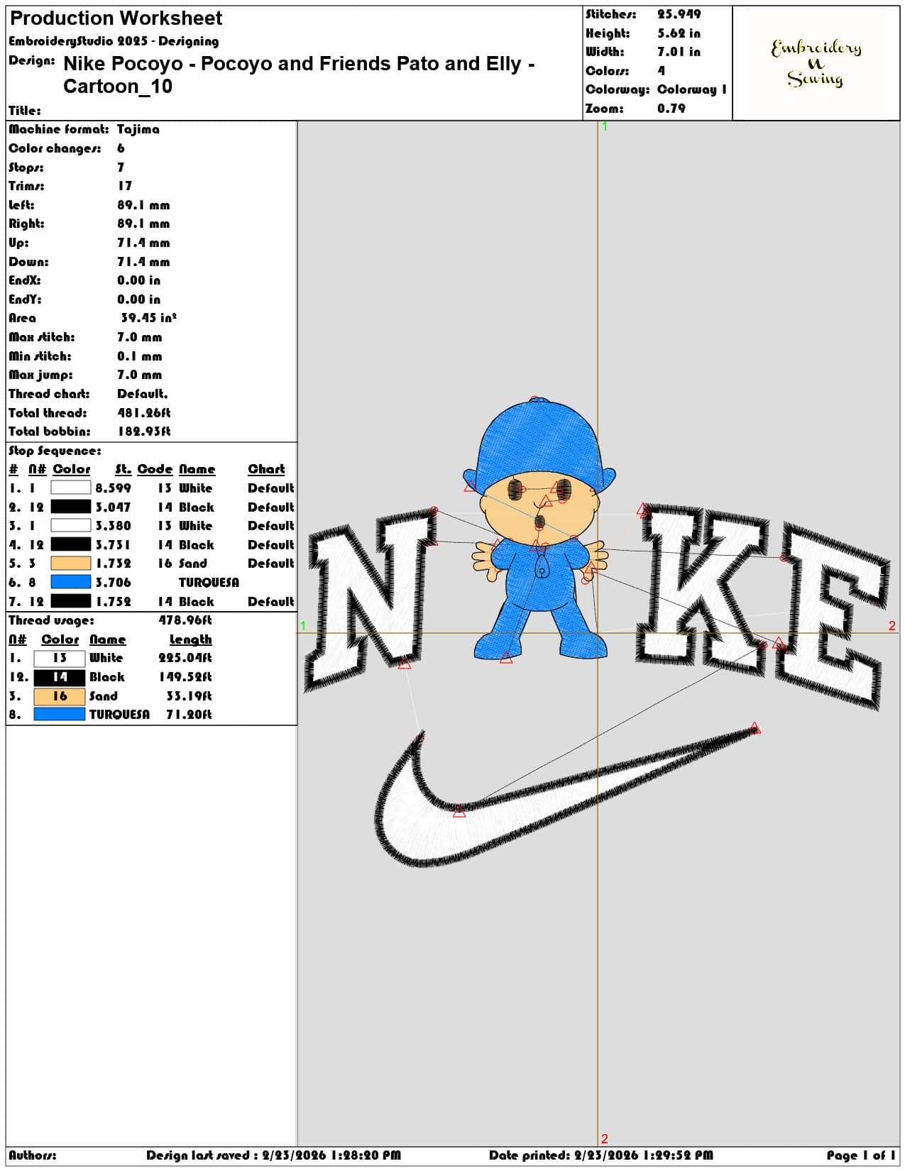 Nike Pocoyo Pocoyo and Friends Pato and Elly Cartoon   - Elegant embroidery design file-instant download — view 3