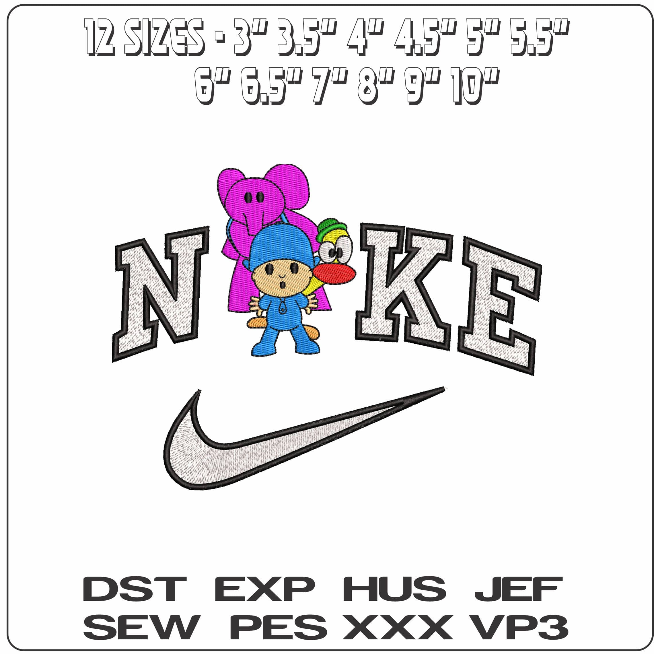 Nike Pocoyo and Friends Pato and Elly Cartoon   - Elegant embroidery design file-instant download — view 2