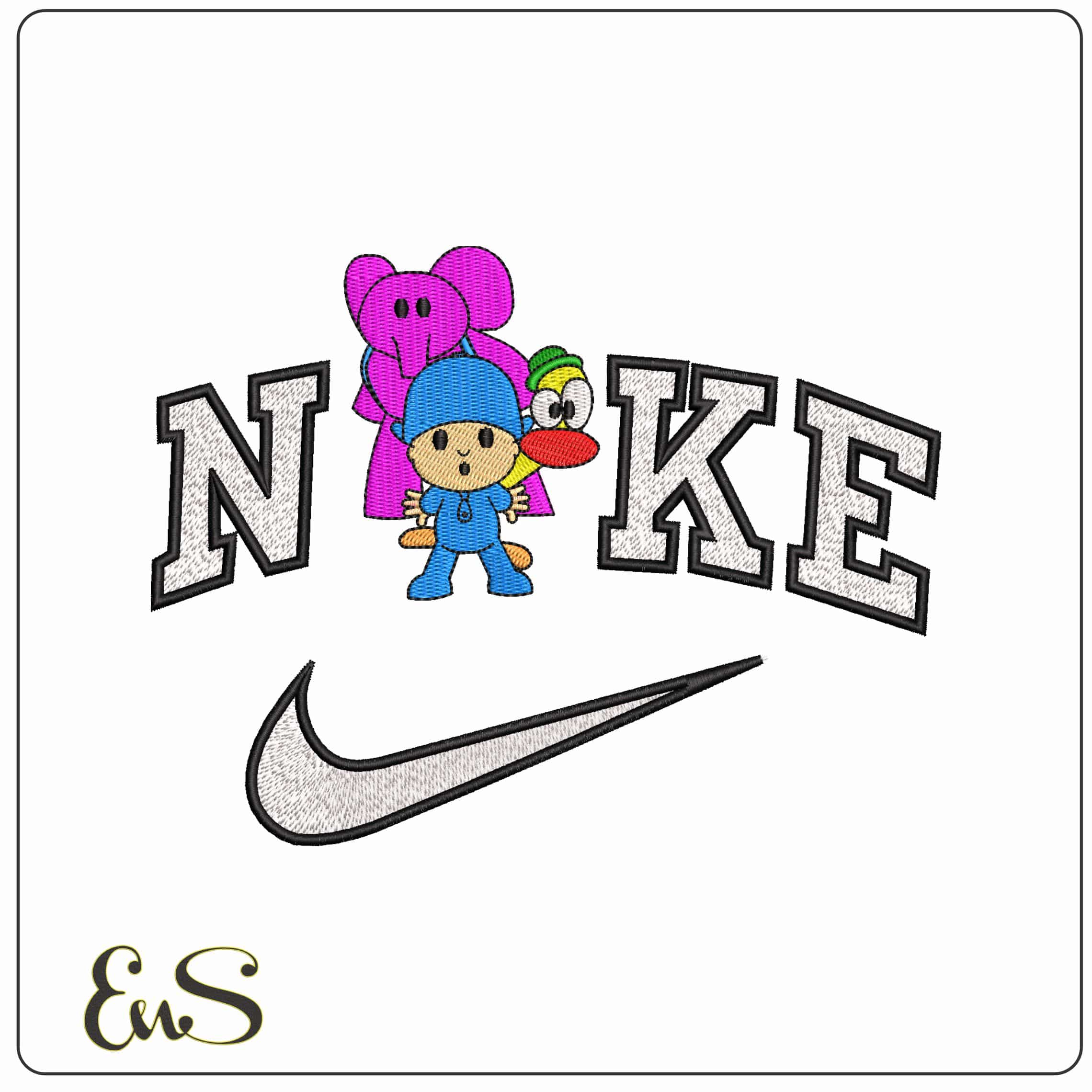 Nike Pocoyo and Friends Pato and Elly Cartoon   - Elegant embroidery design file-instant download