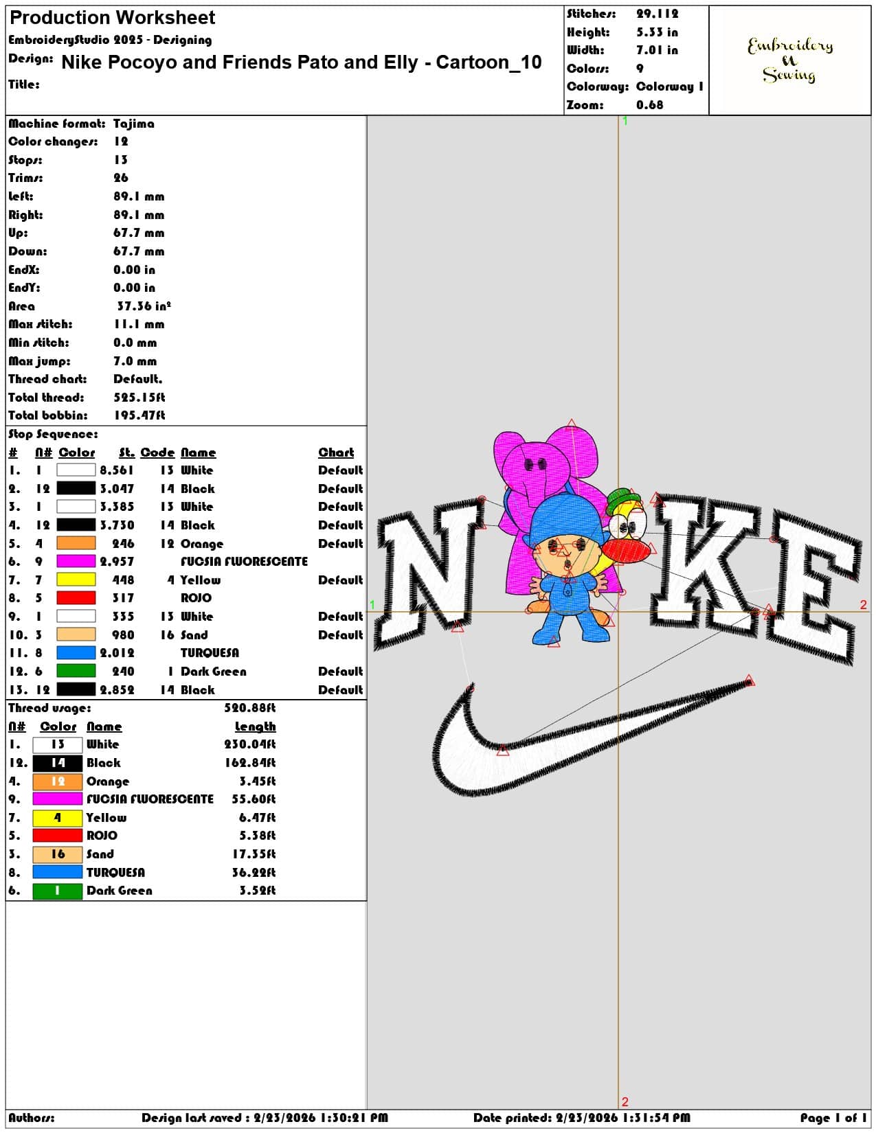 Nike Pocoyo and Friends Pato and Elly Cartoon   - Elegant embroidery design file-instant download — view 3