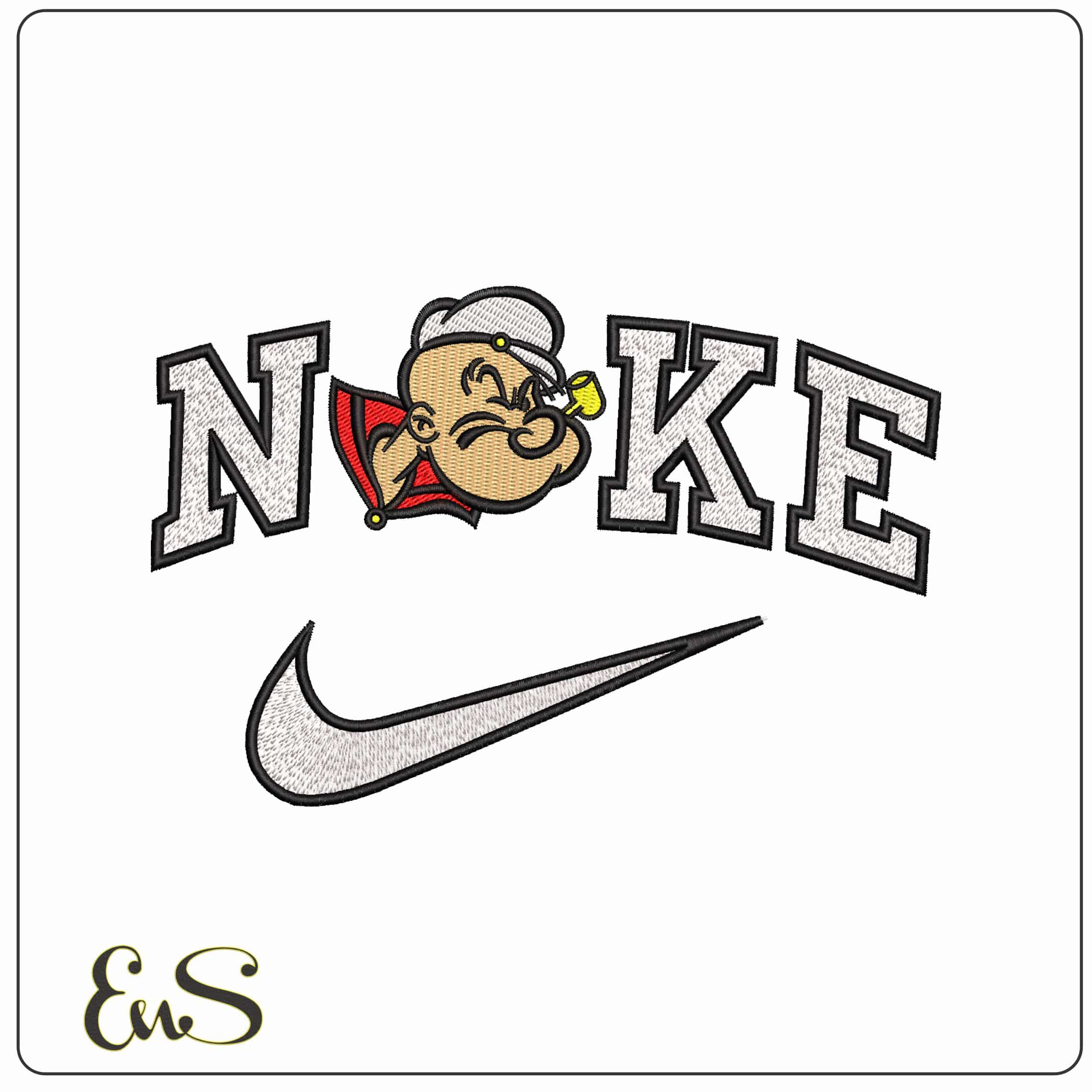 Nike Popeye Head Cartoon  - Elegant embroidery design file-instant download