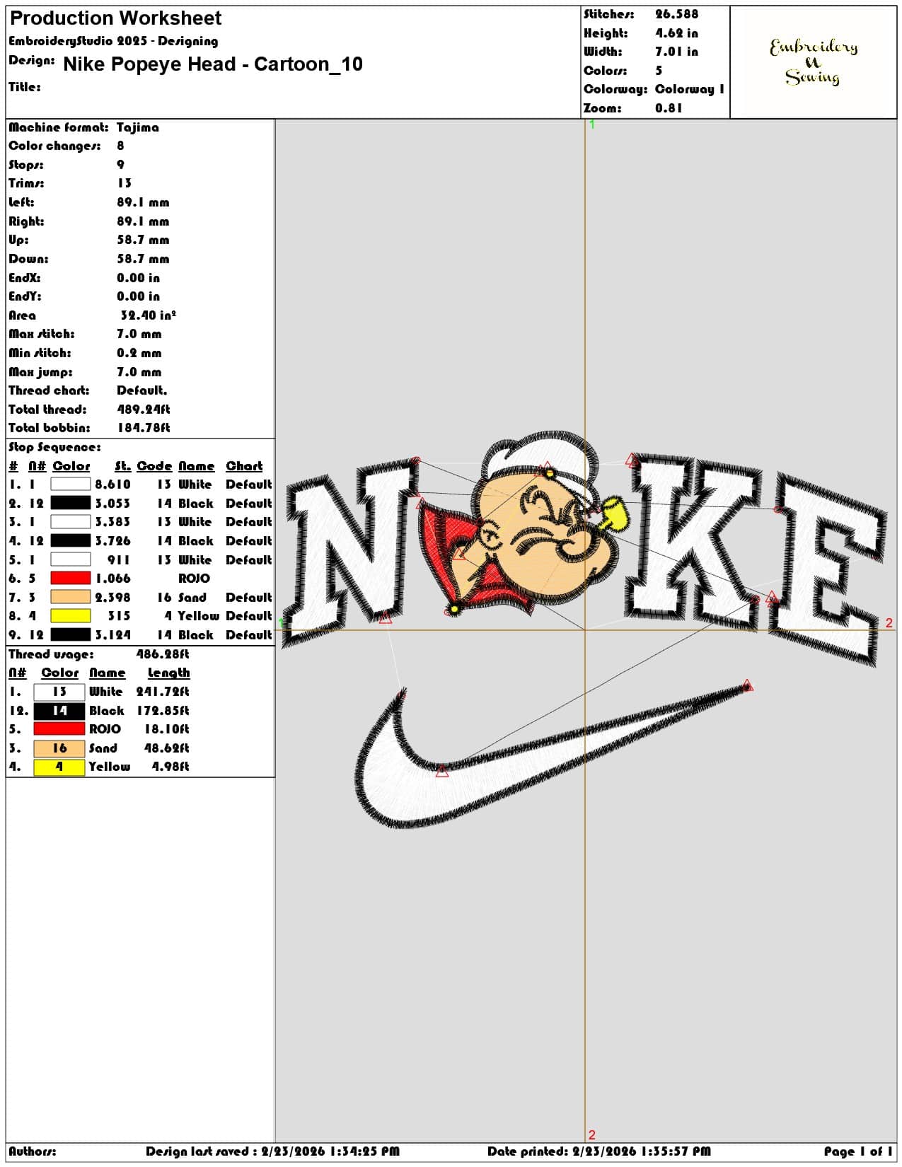 Nike Popeye Head Cartoon  - Elegant embroidery design file-instant download — view 3