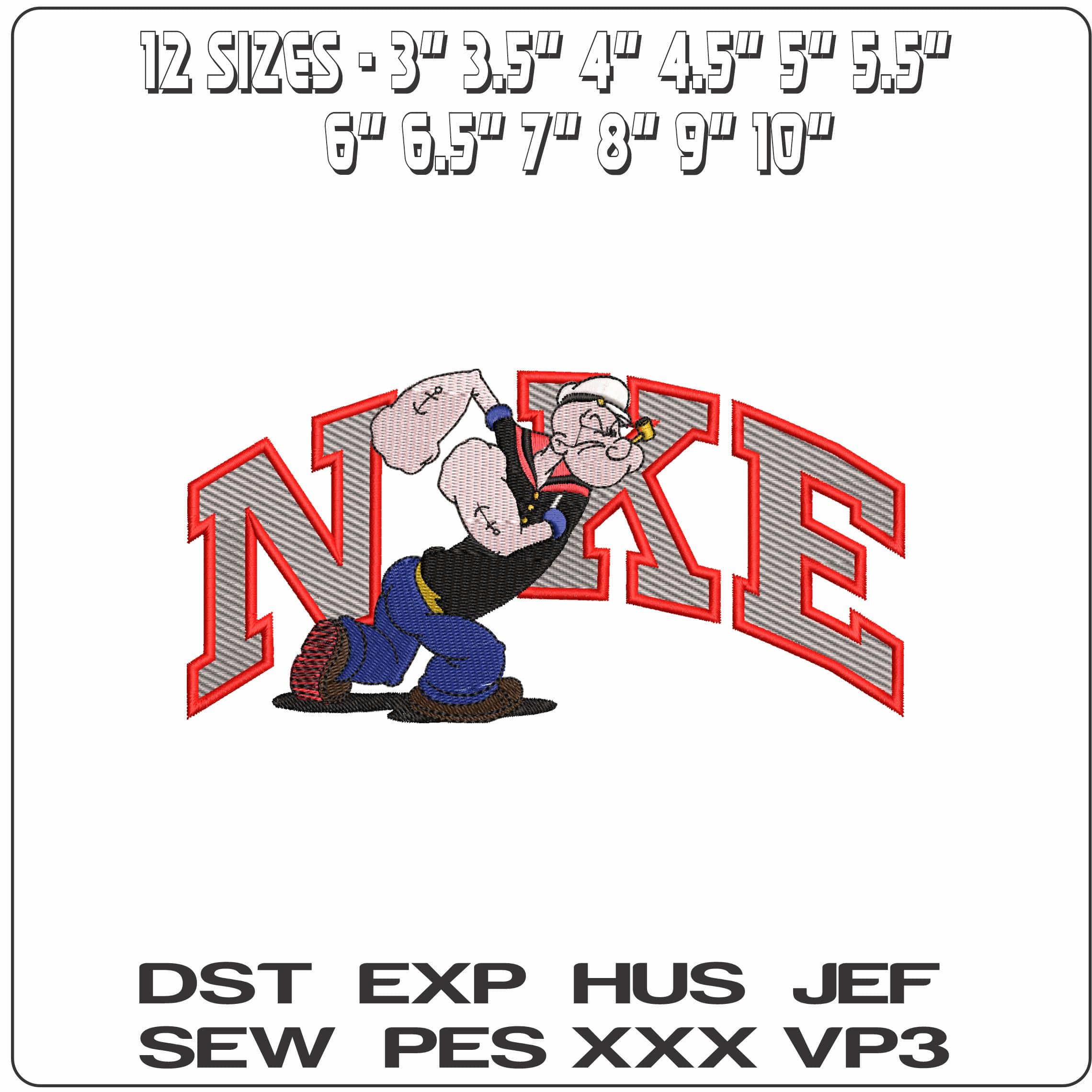 Nike Popeye with Charging  - Elegant embroidery design file-instant download — view 2