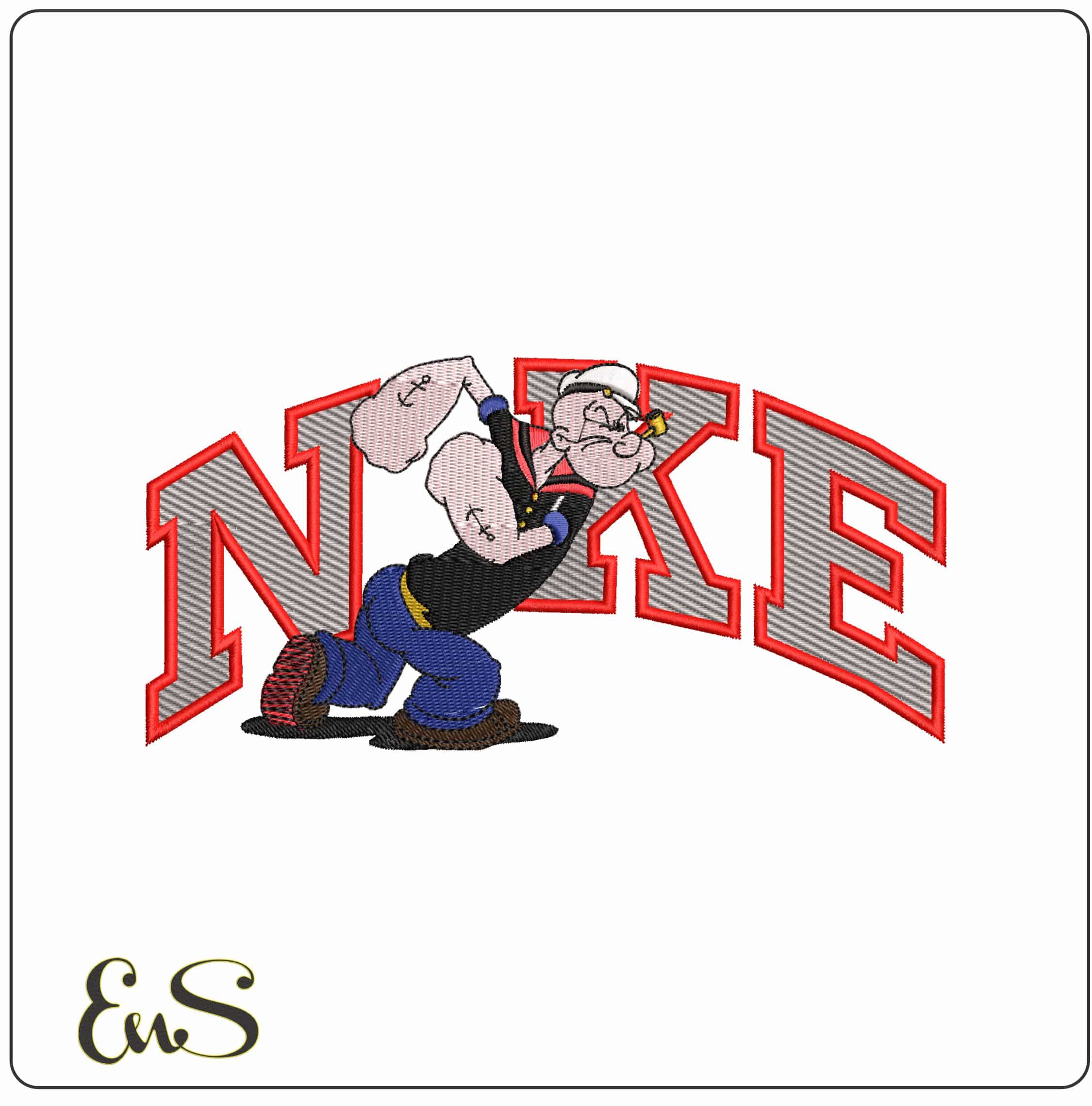 Nike Popeye with Charging  - Elegant embroidery design file-instant download