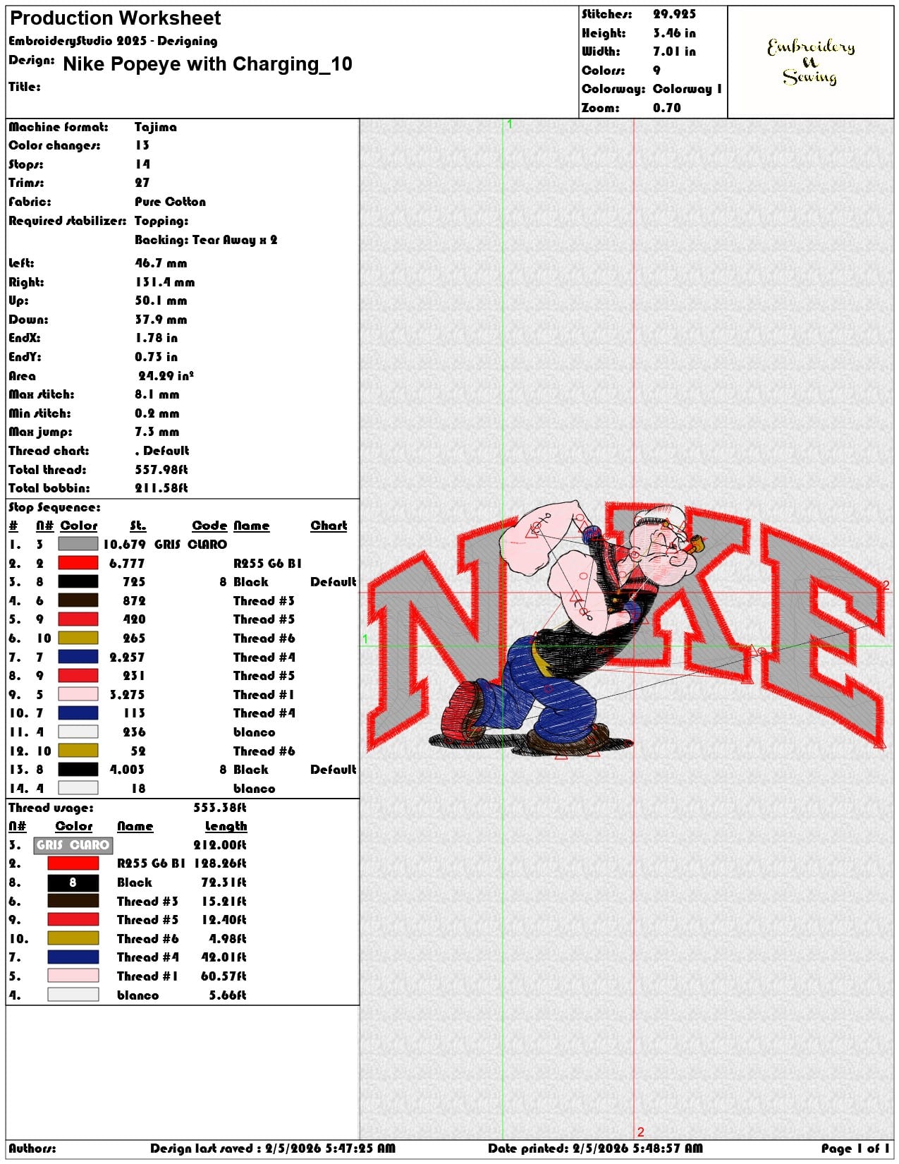 Nike Popeye with Charging  - Elegant embroidery design file-instant download — view 3