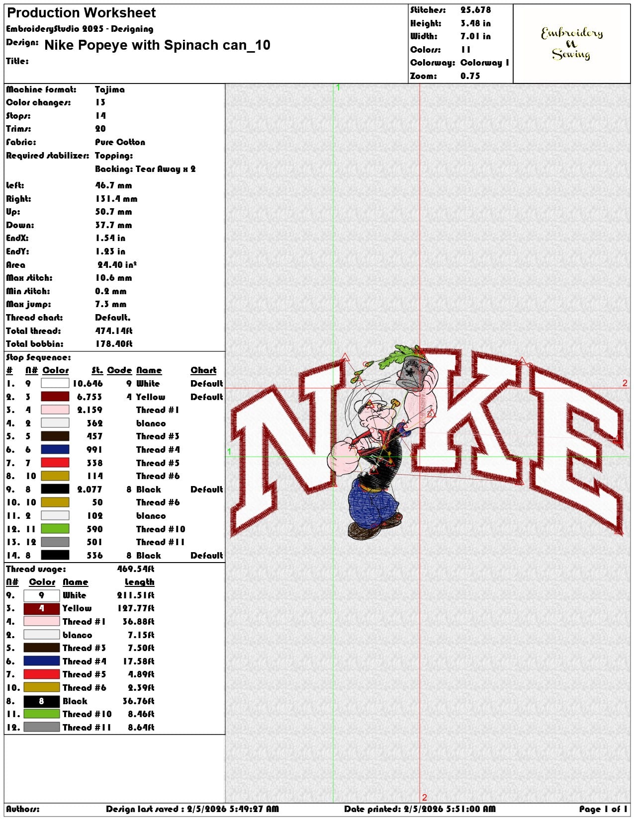 Nike Popeye with Spinach can  - Elegant embroidery design file-instant download — view 3