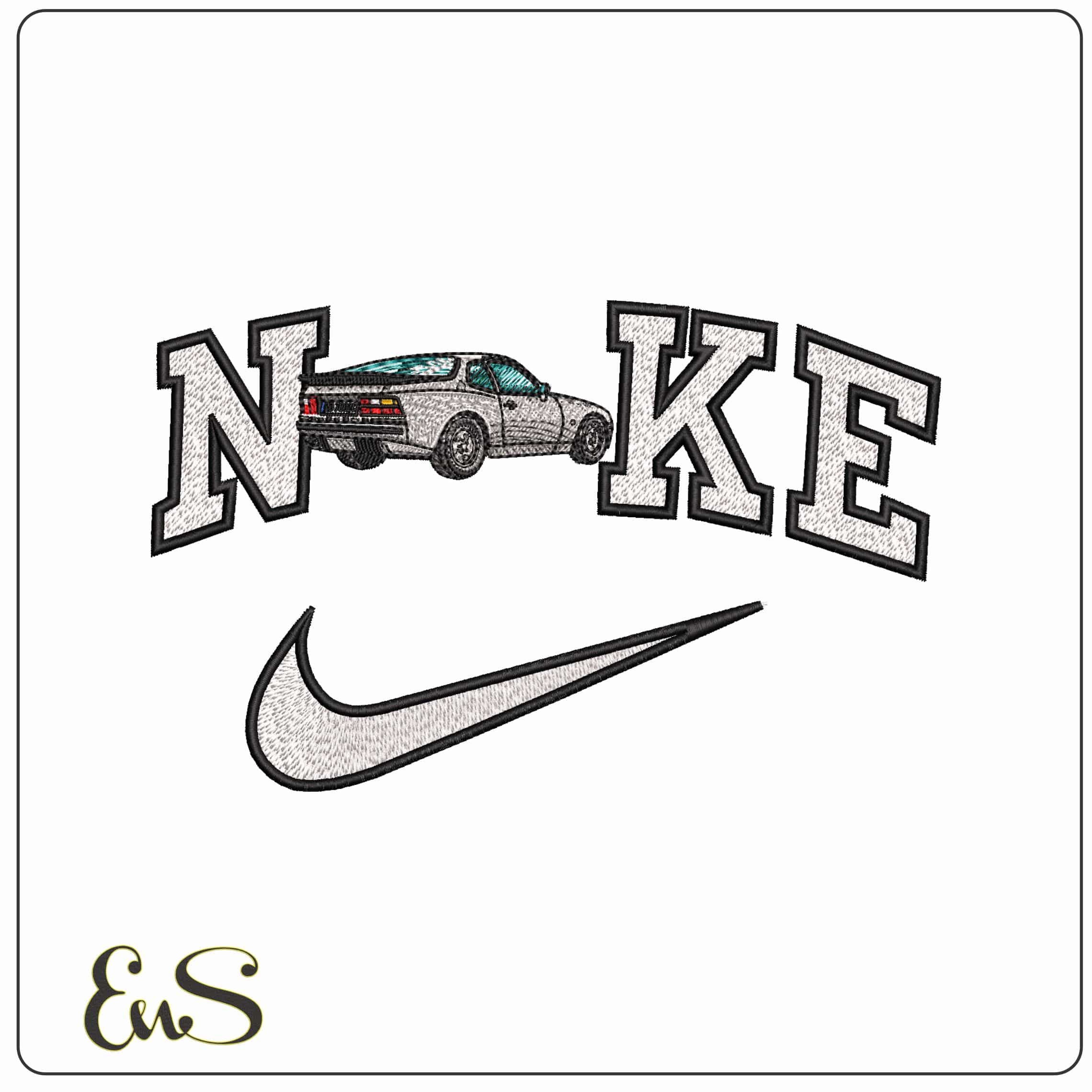 Nike Porsche auto 944  - Elegant embroidery design file-instant download