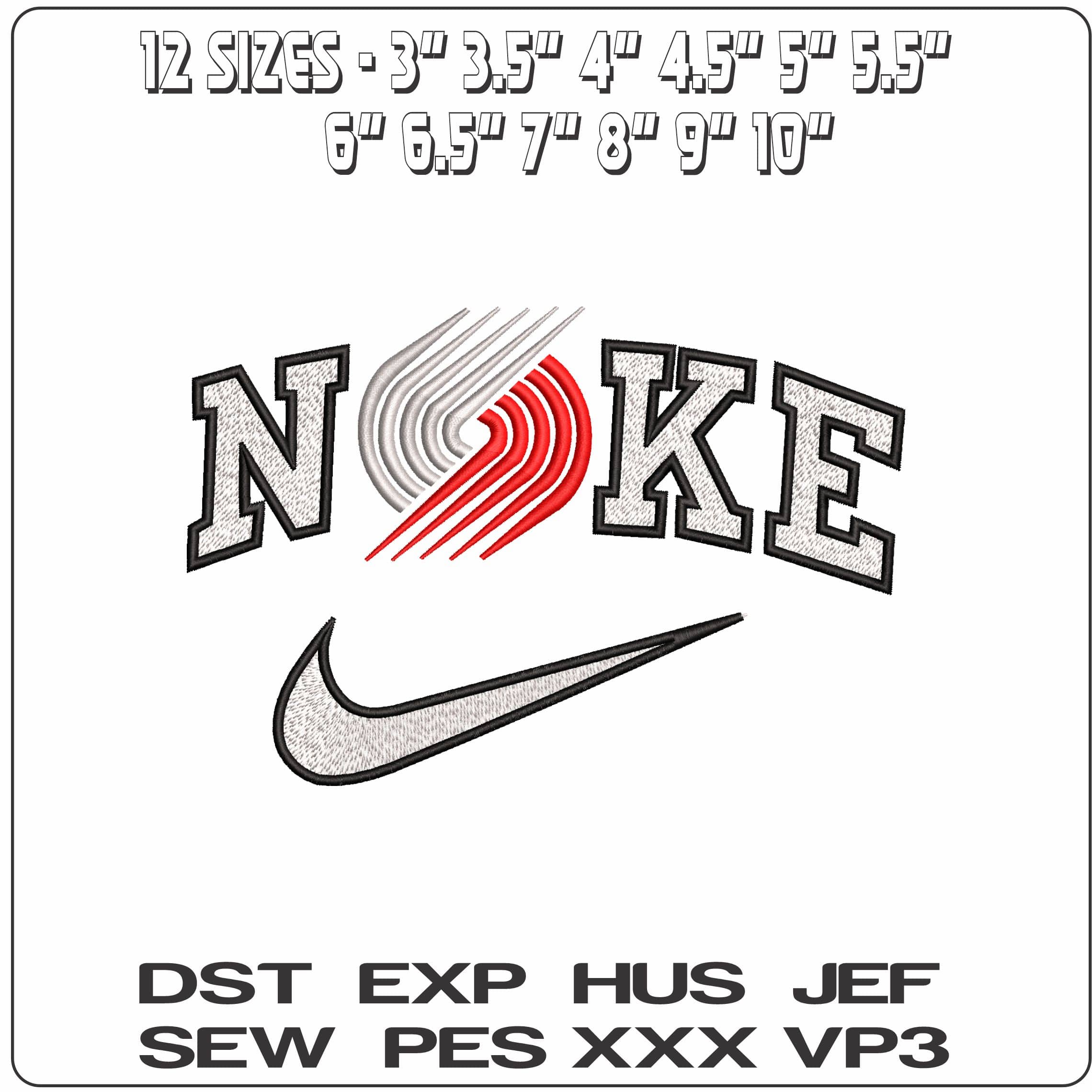 Nike Portland Trail Blazers Basketball NBA  - Elegant embroidery design file-instant download — view 2