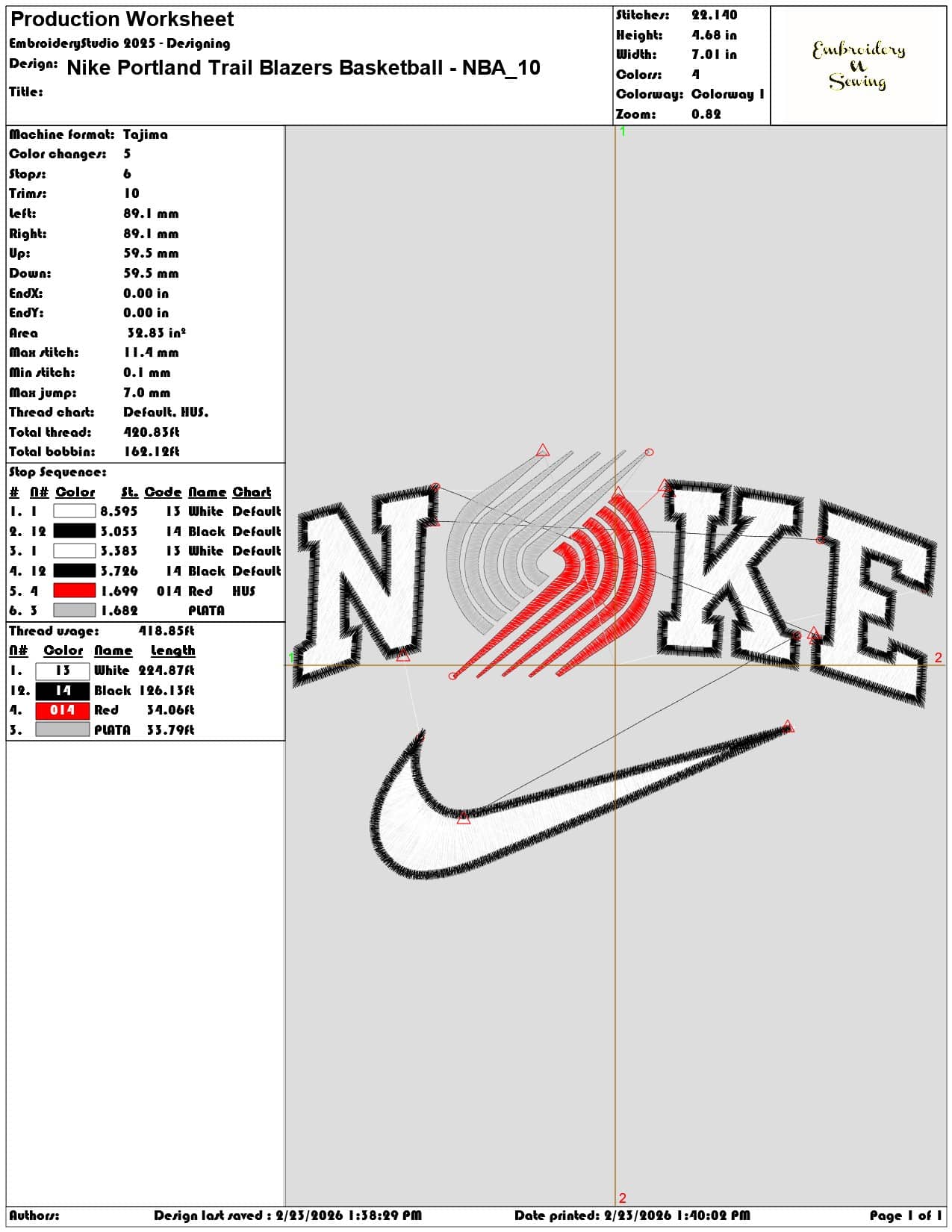 Nike Portland Trail Blazers Basketball NBA  - Elegant embroidery design file-instant download — view 3