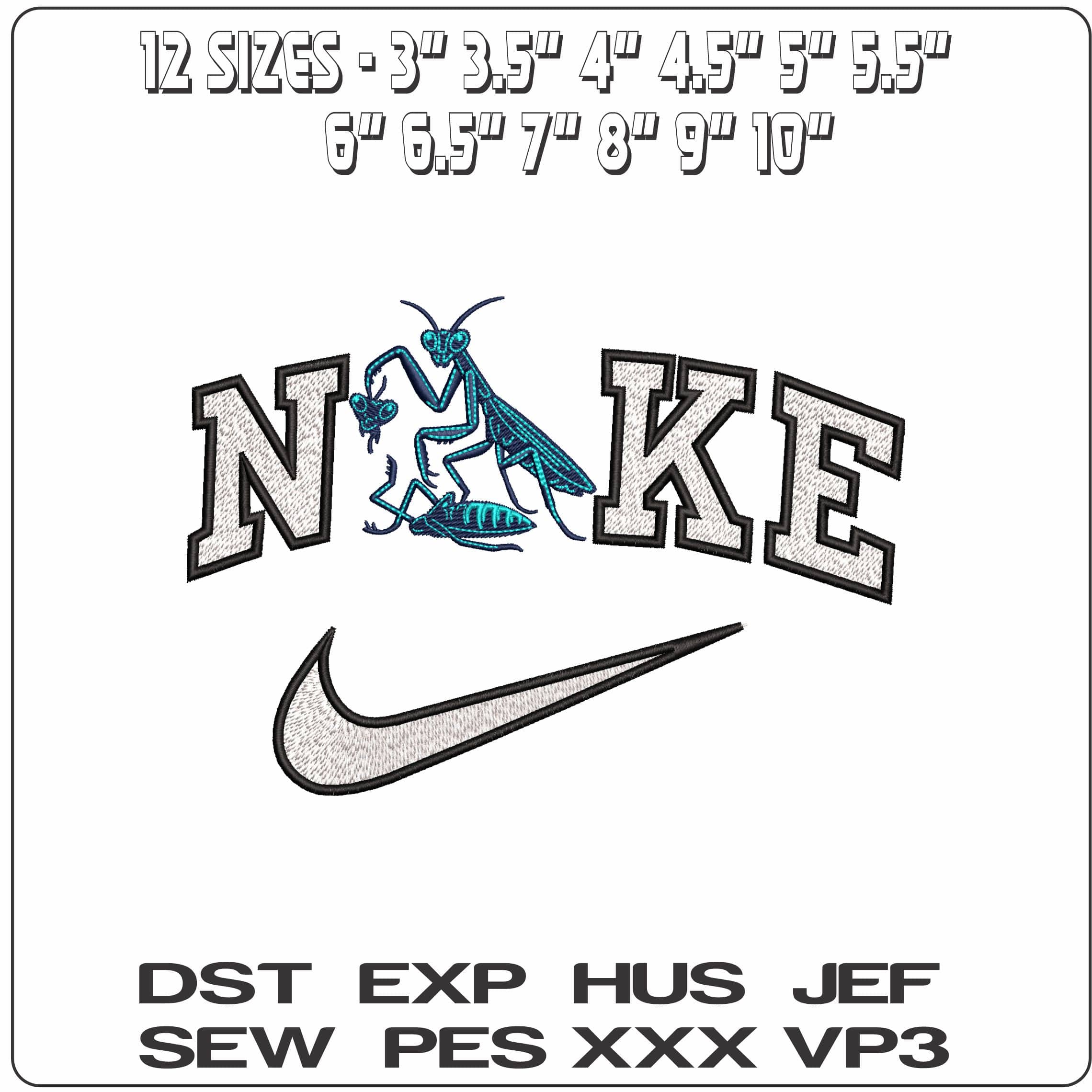 Nike Praying Mantis Head off  - Elegant embroidery design file-instant download — view 2