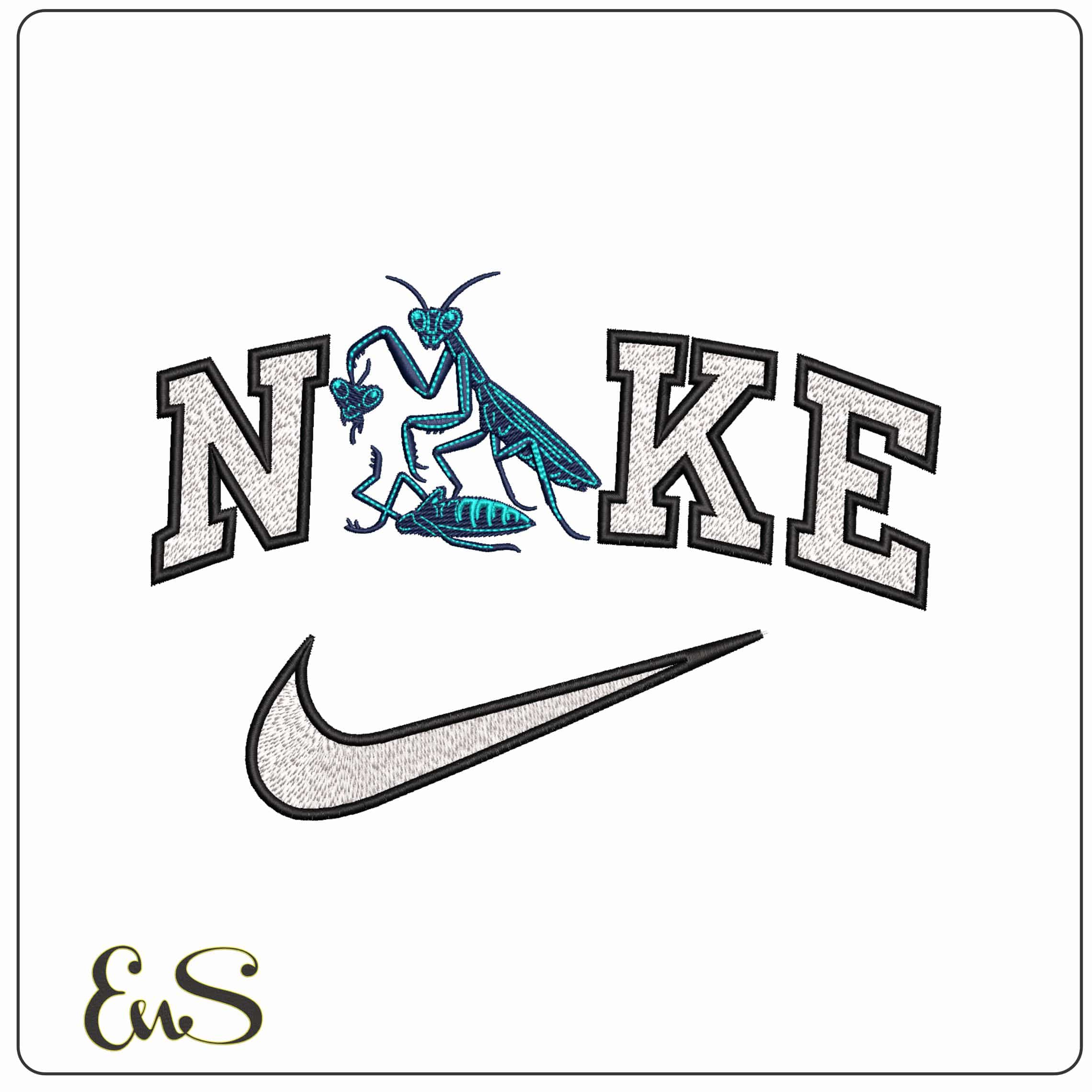Nike Praying Mantis Head off  - Elegant embroidery design file-instant download