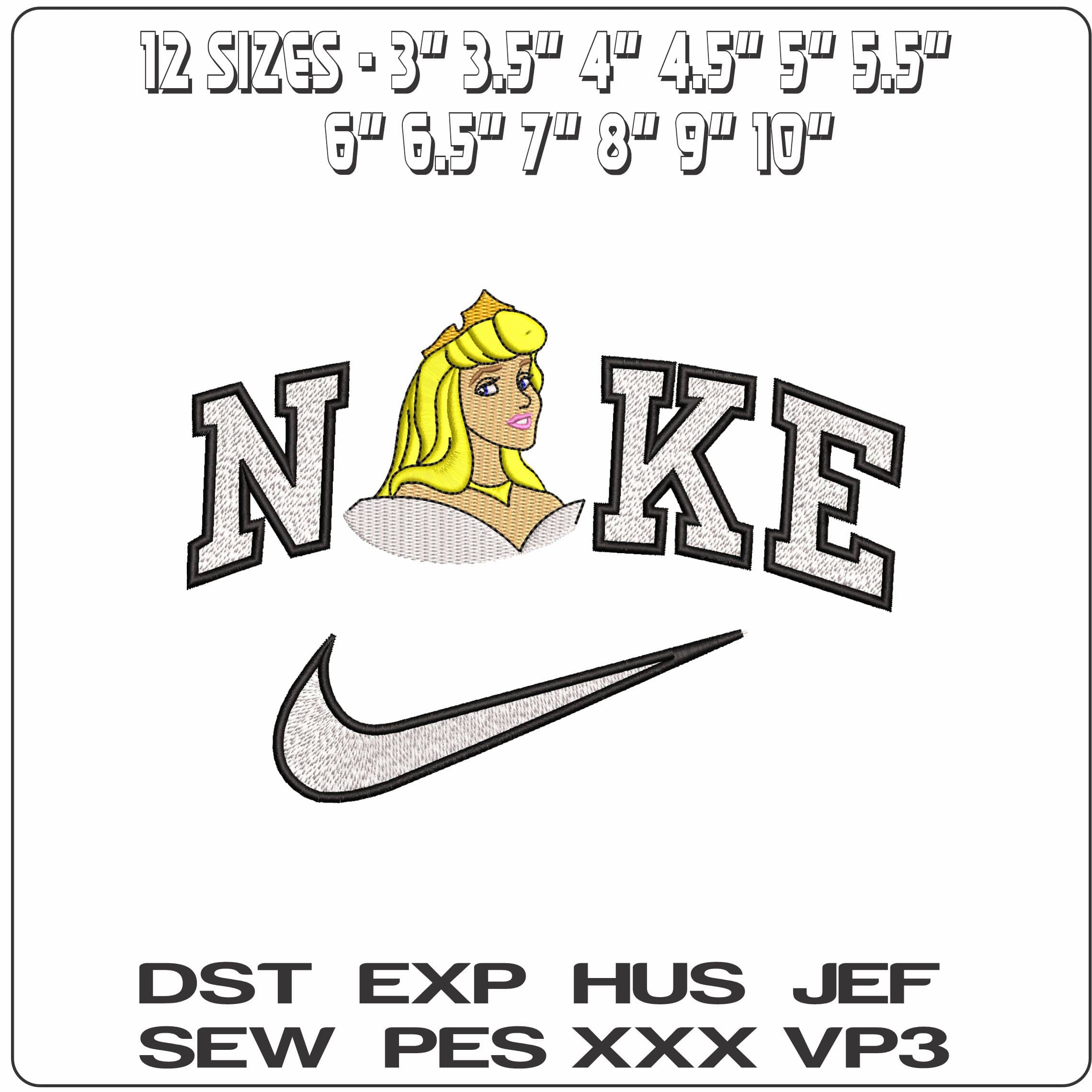 Nike Princess Aurora Sleeping Beauty Disney  - Elegant embroidery design file-instant download — view 2
