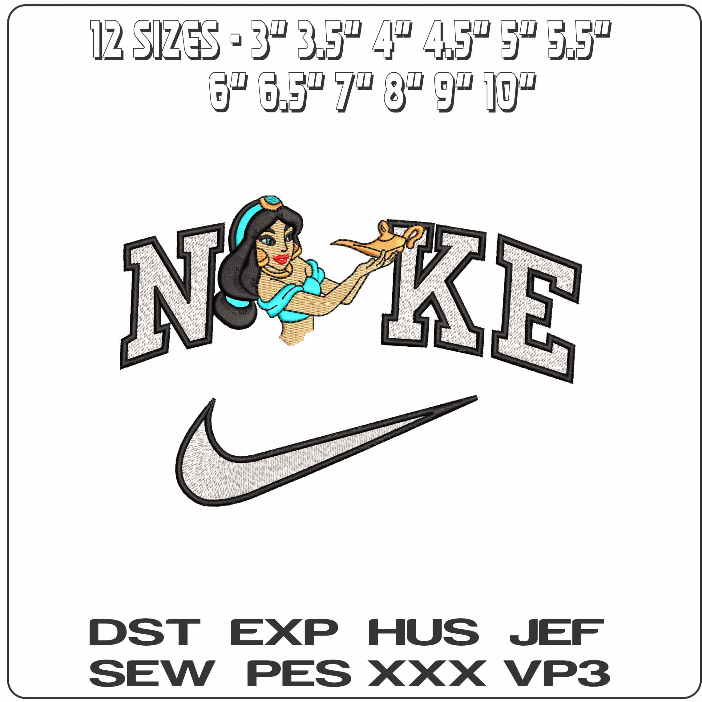 Nike Princess Jasmin Body with the Lamp Aladin Disney  - Elegant embroidery design file-instant download — view 2