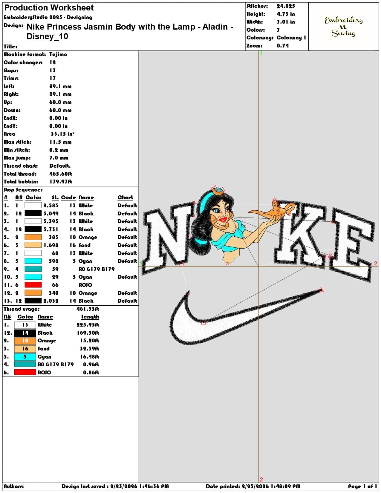 Nike Princess Jasmin Body with the Lamp Aladin Disney  - Elegant embroidery design file-instant download — view 3