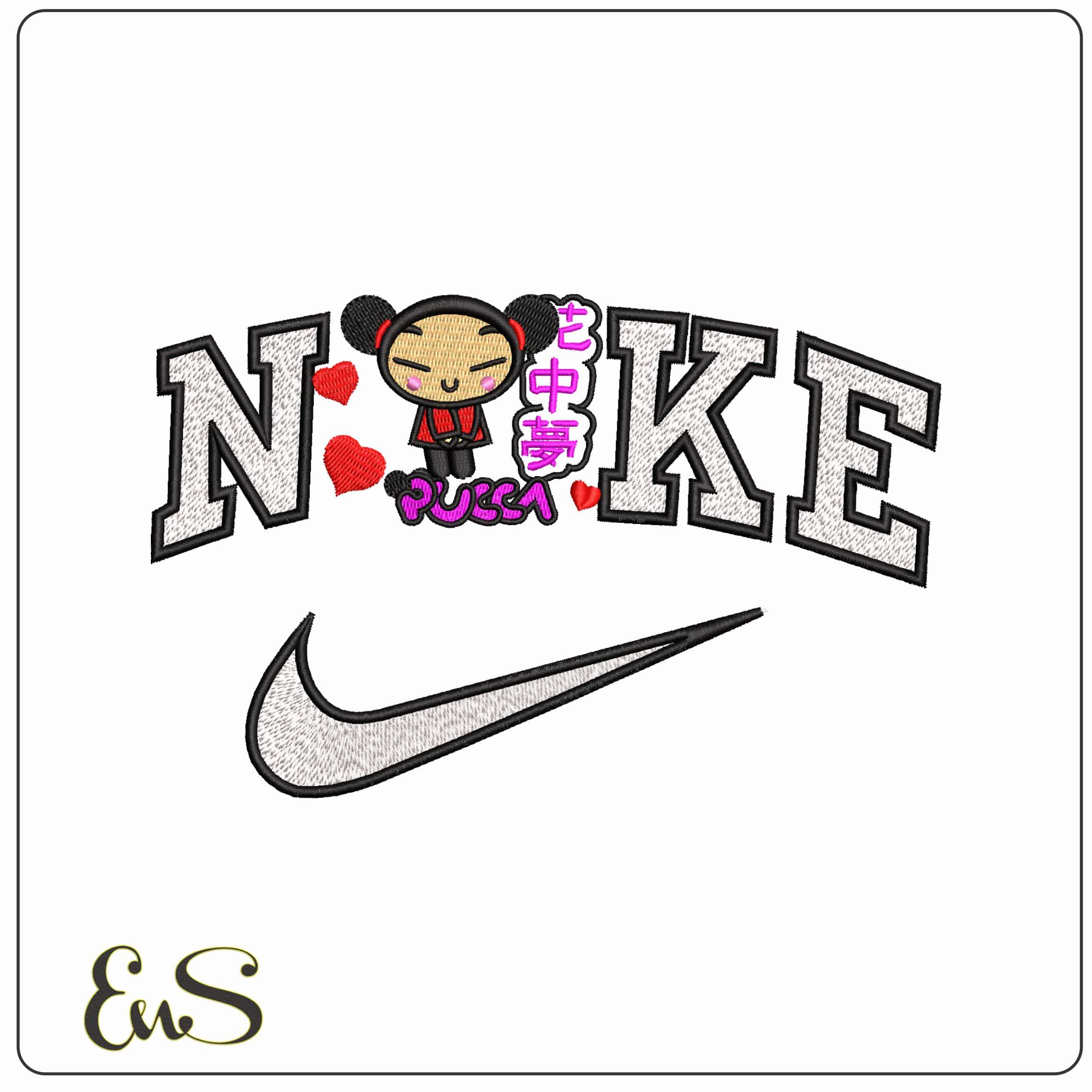 Nike Pucca Hearts Inside Dreams Anime  - Elegant embroidery design file-instant download