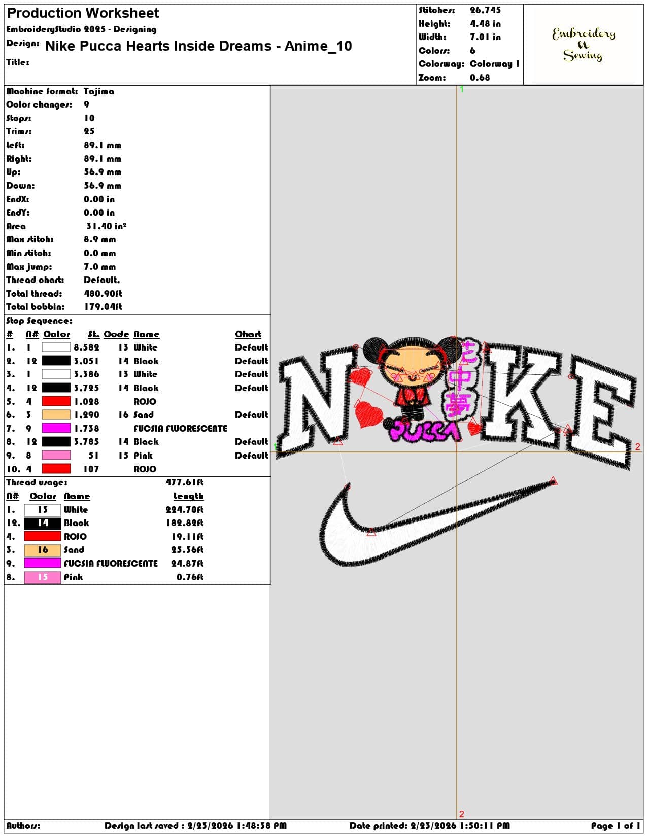 Nike Pucca Hearts Inside Dreams Anime  - Elegant embroidery design file-instant download — view 3
