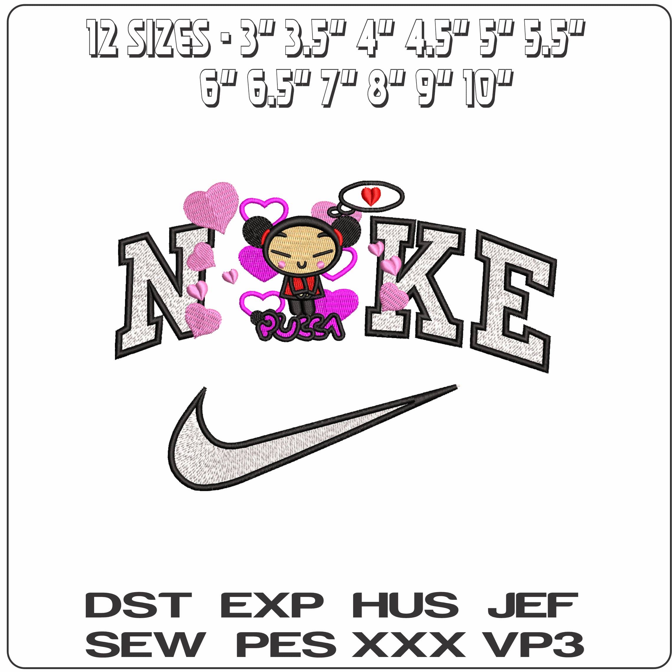Nike Pucca Pink Purple love hearts Anime  - Elegant embroidery design file-instant download — view 2