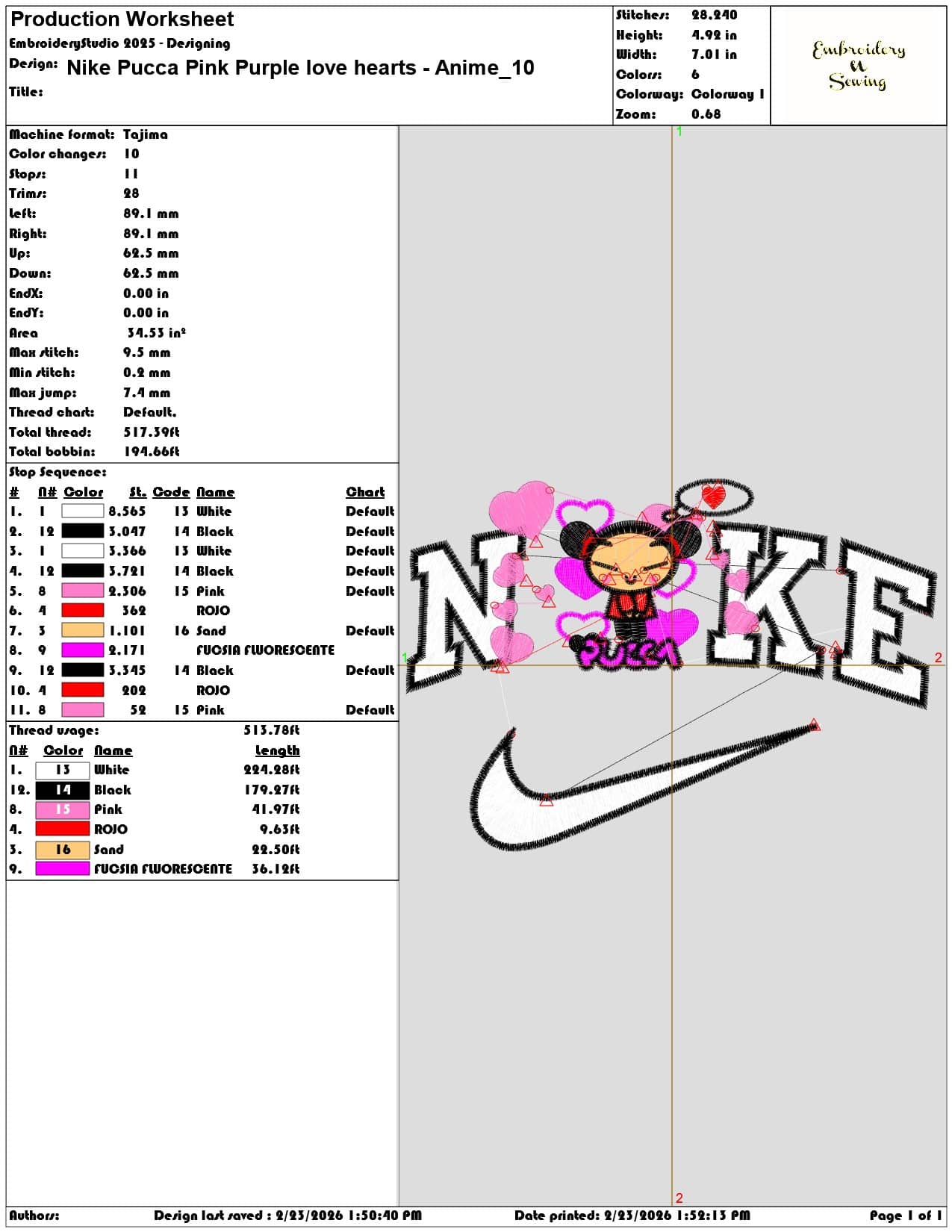 Nike Pucca Pink Purple love hearts Anime  - Elegant embroidery design file-instant download — view 3