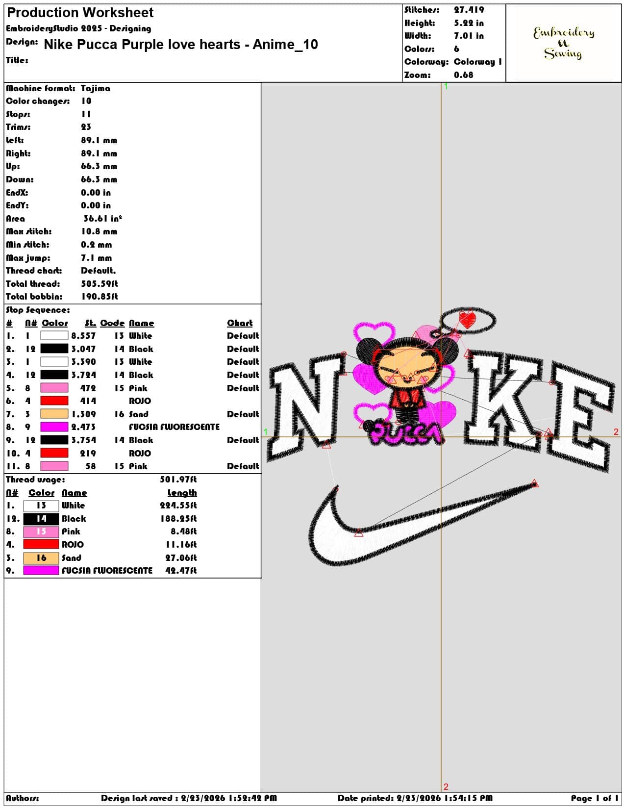 Nike Pucca Purple love hearts Anime  - Elegant embroidery design file-instant download — view 3