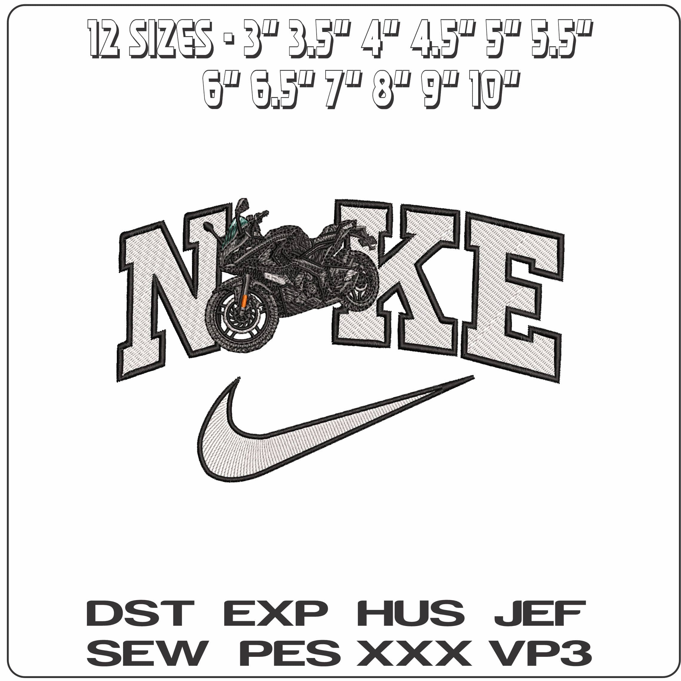 Nike Pulsar RS200 Motorbike  - Elegant embroidery design file-instant download — view 2