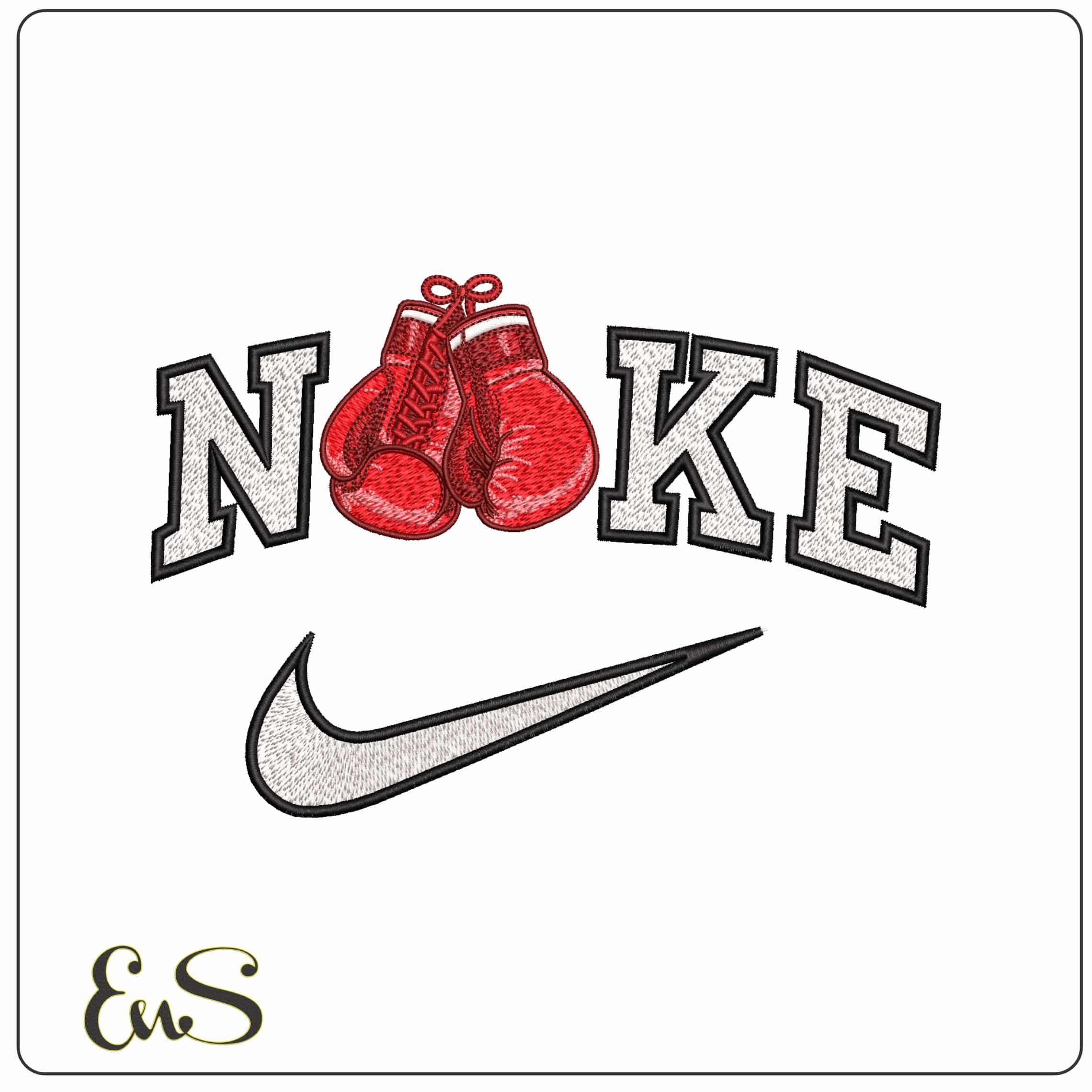 Nike Red Boxing gloves  - Elegant embroidery design file-instant download