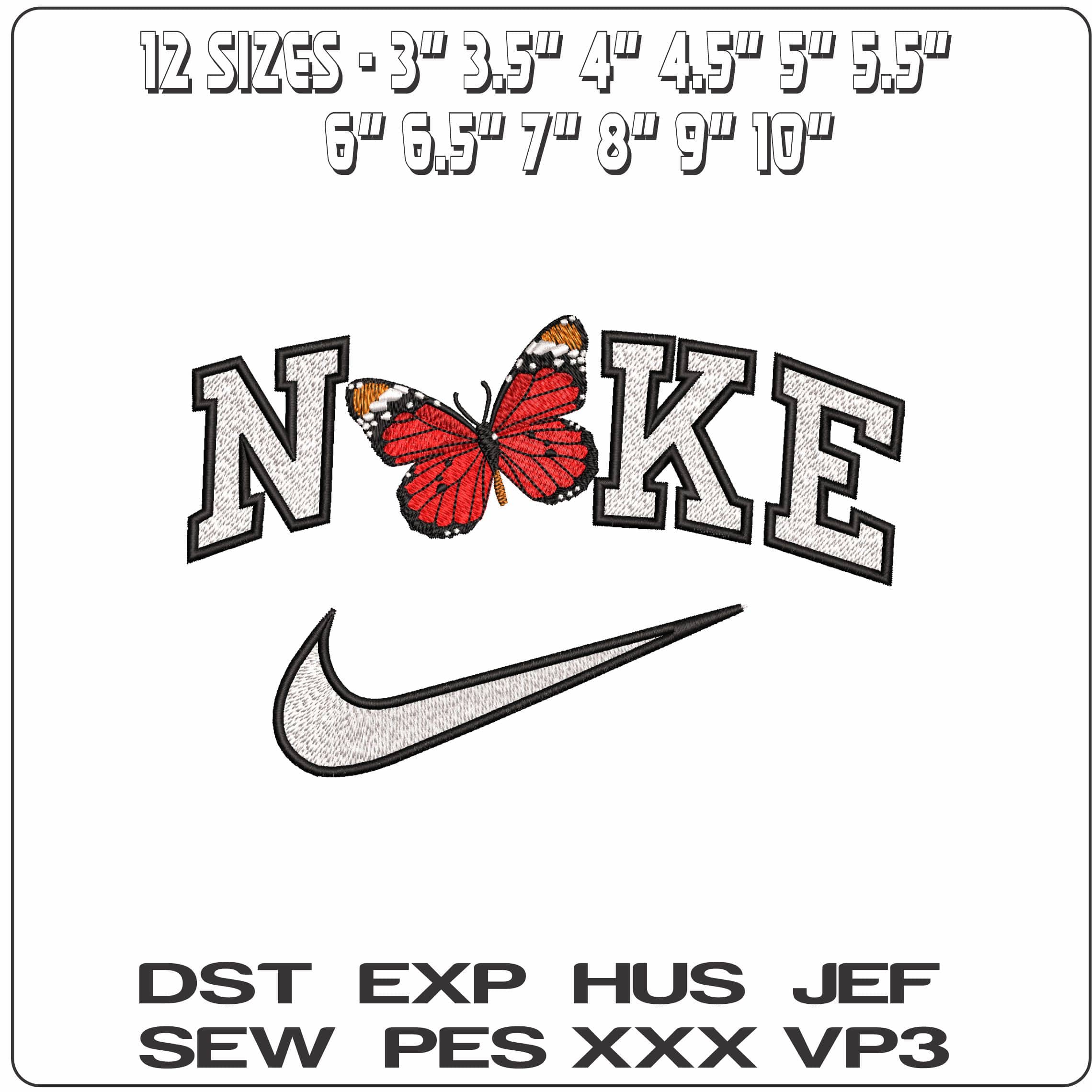 Nike Red Butterfly  - Elegant embroidery design file-instant download — view 2