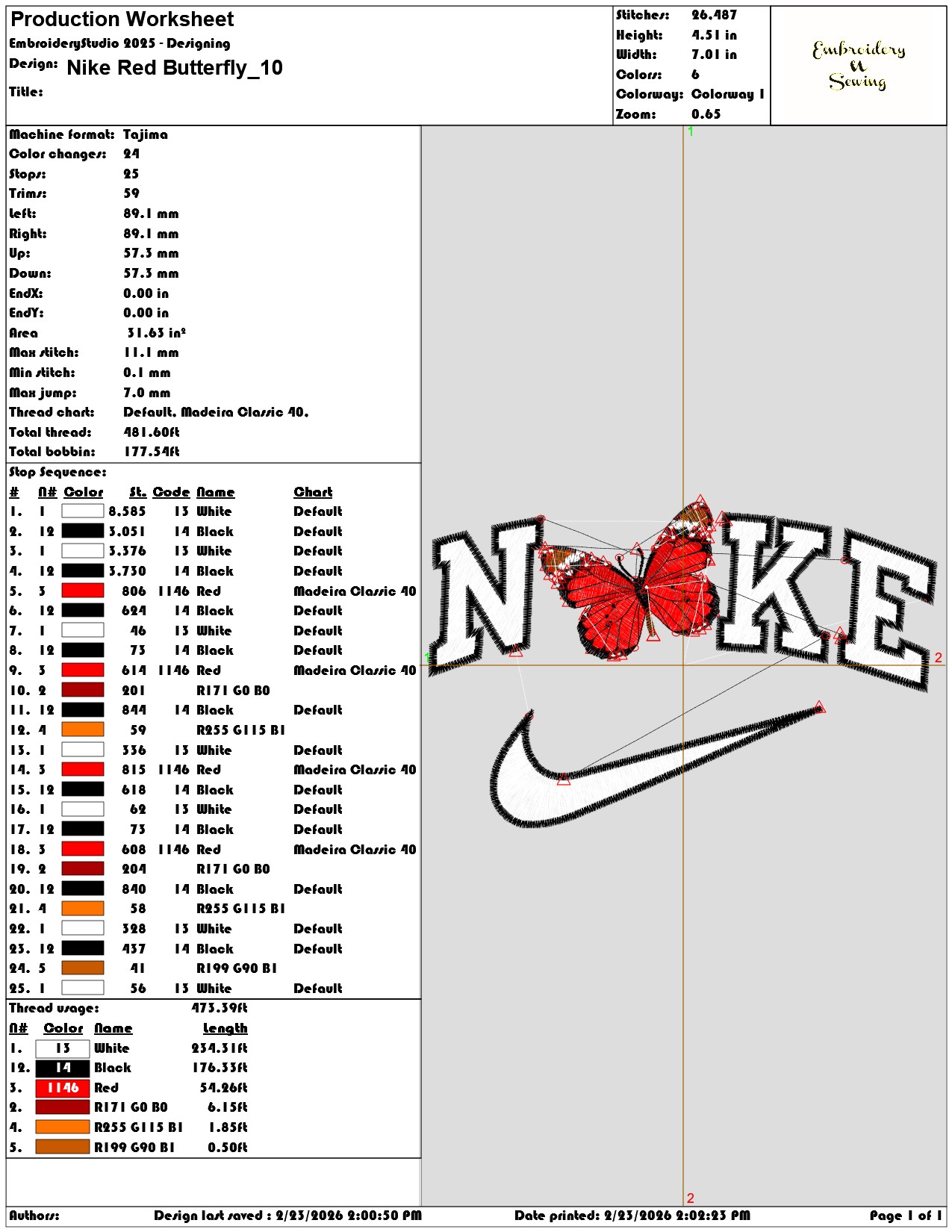 Nike Red Butterfly  - Elegant embroidery design file-instant download — view 3