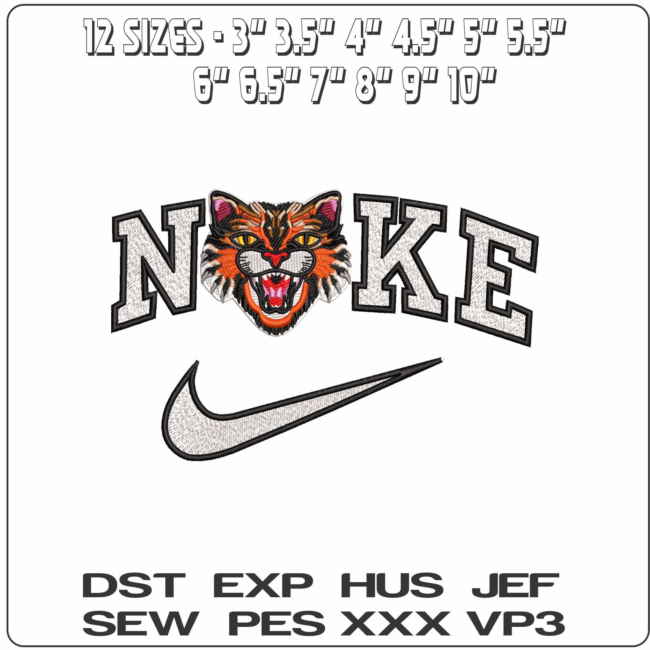 Nike Roaring Tiger Face Gucci Logo  - Elegant embroidery design file-instant download — view 2