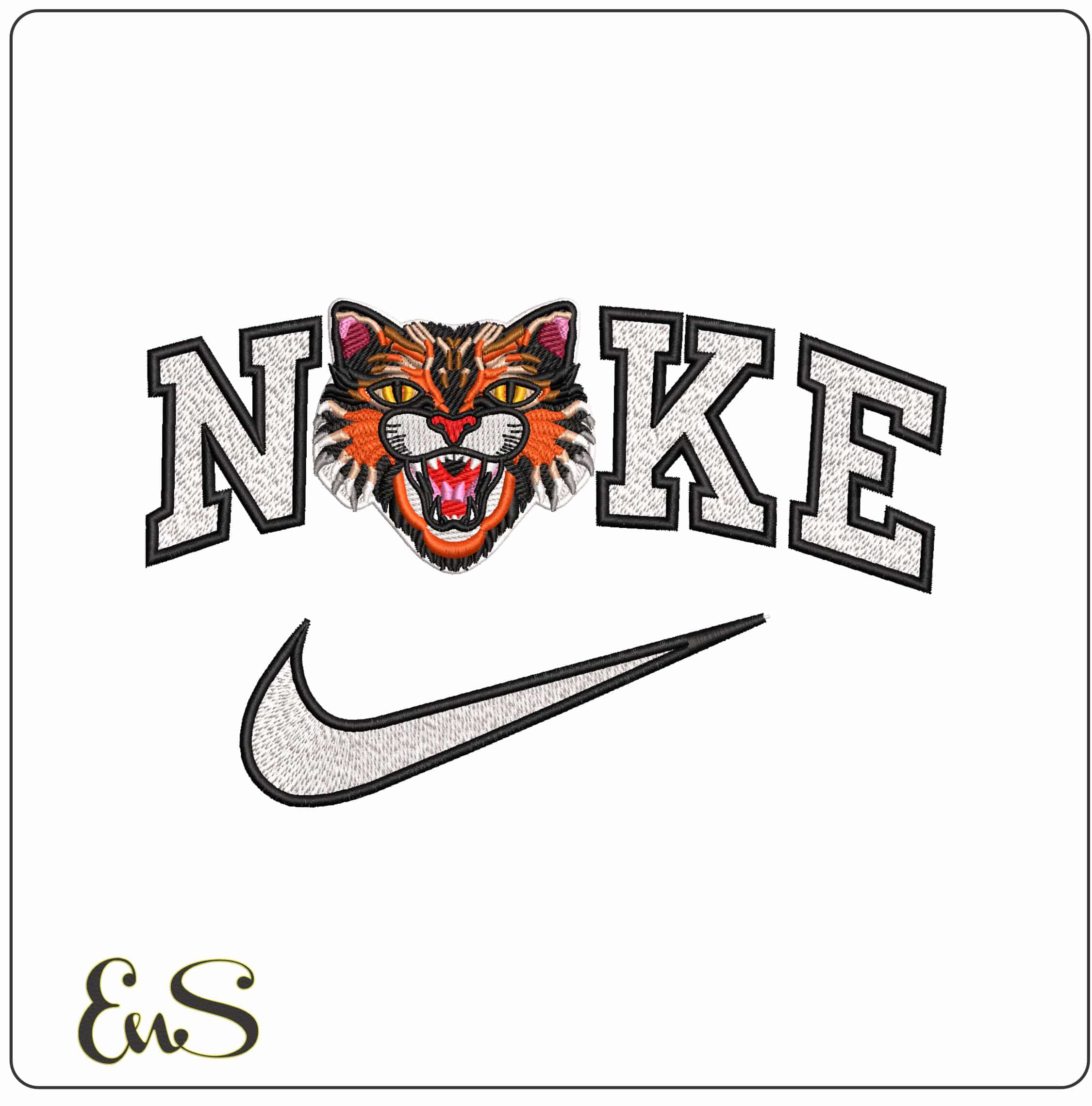 Nike Roaring Tiger Face Gucci Logo  - Elegant embroidery design file-instant download