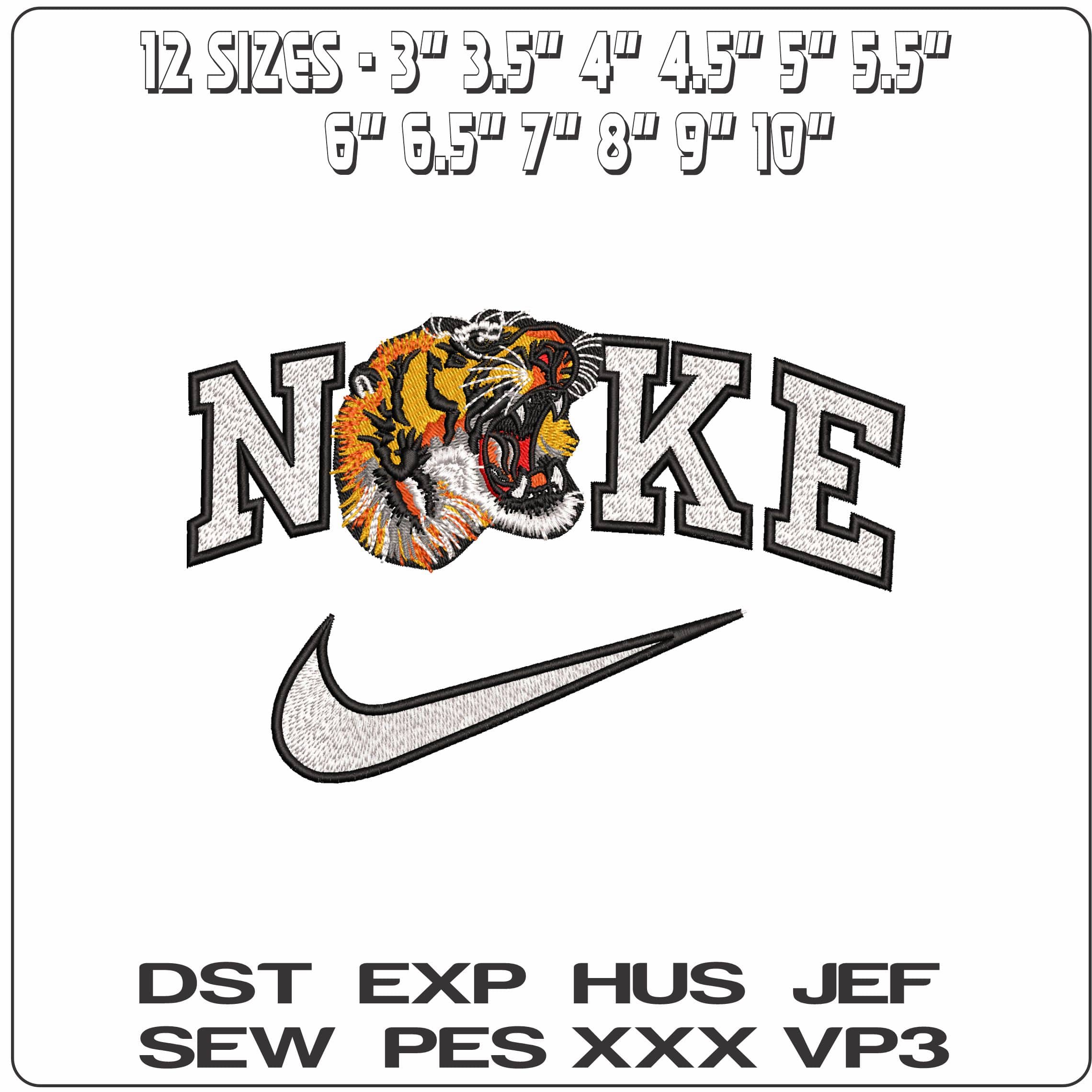 Nike Roaring Tiger Gucci Logo  - Elegant embroidery design file-instant download — view 2