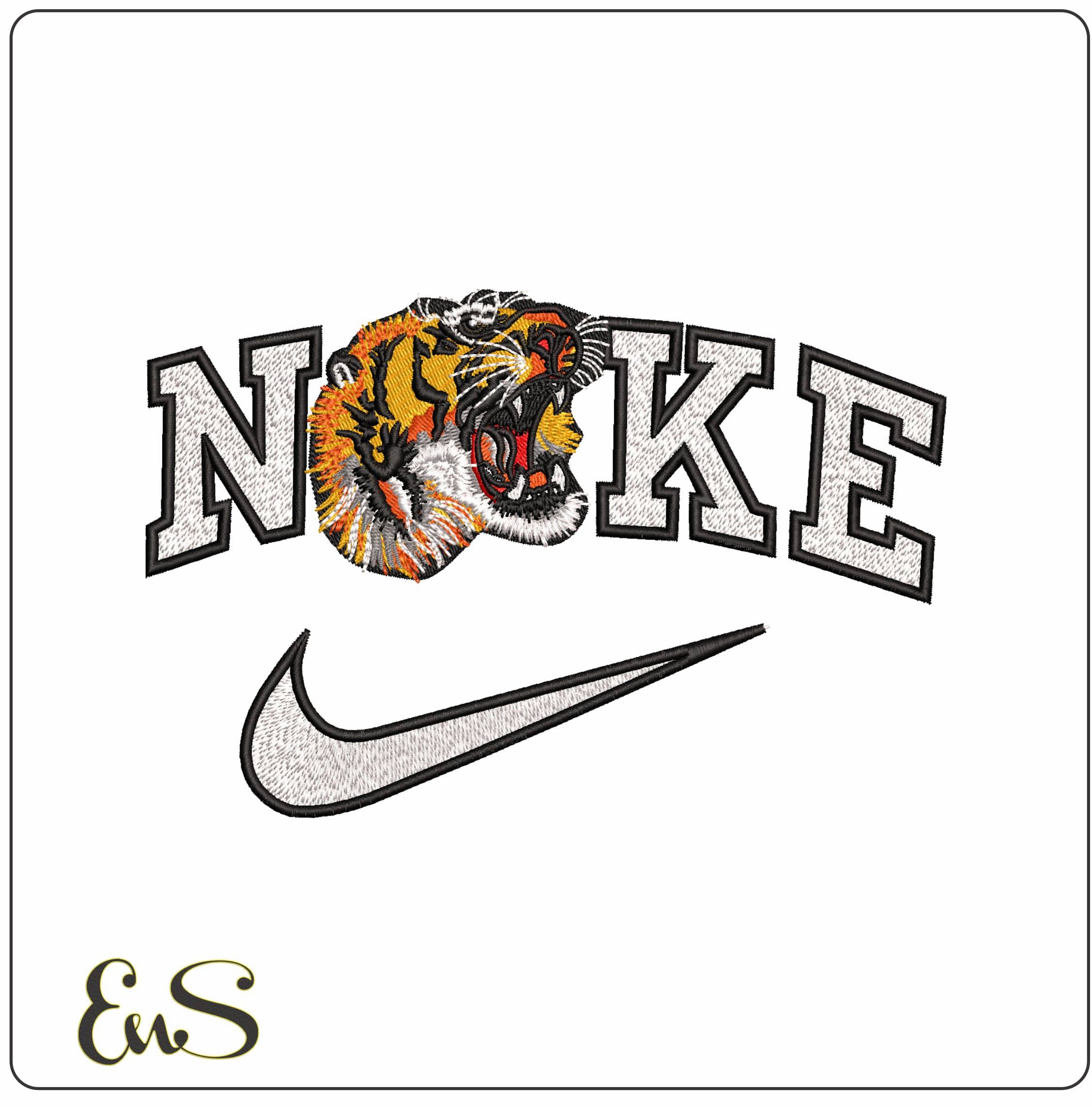 Nike Roaring Tiger Gucci Logo  - Elegant embroidery design file-instant download