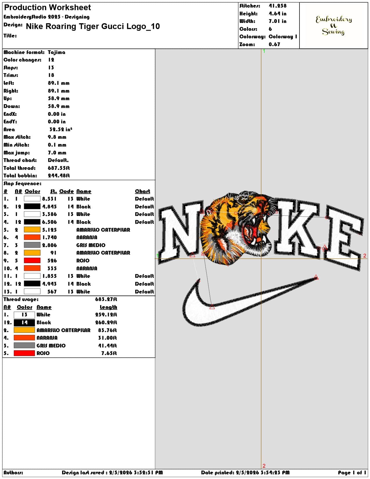 Nike Roaring Tiger Gucci Logo  - Elegant embroidery design file-instant download — view 3