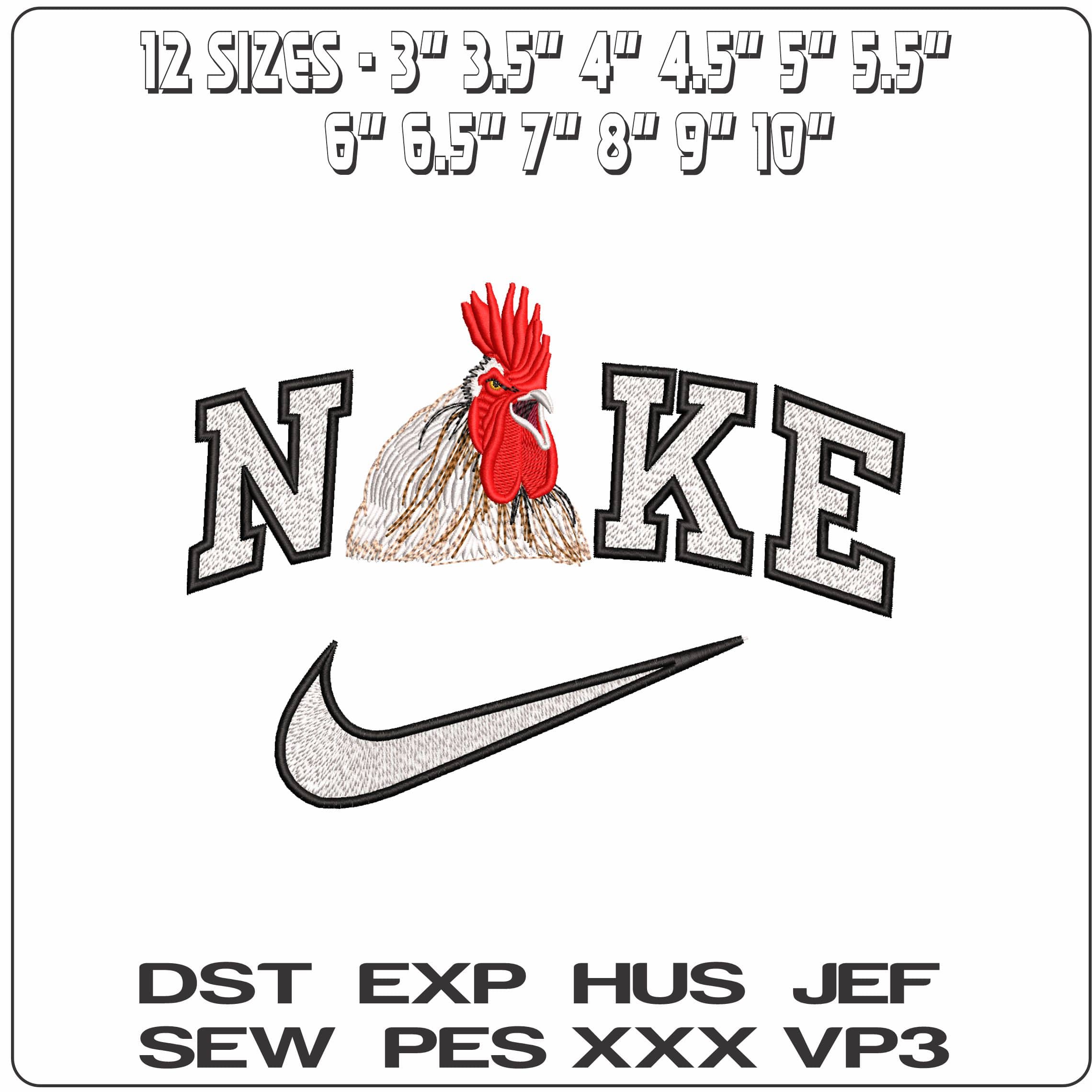 Nike Roaster Crowing  - Elegant embroidery design file-instant download — view 2