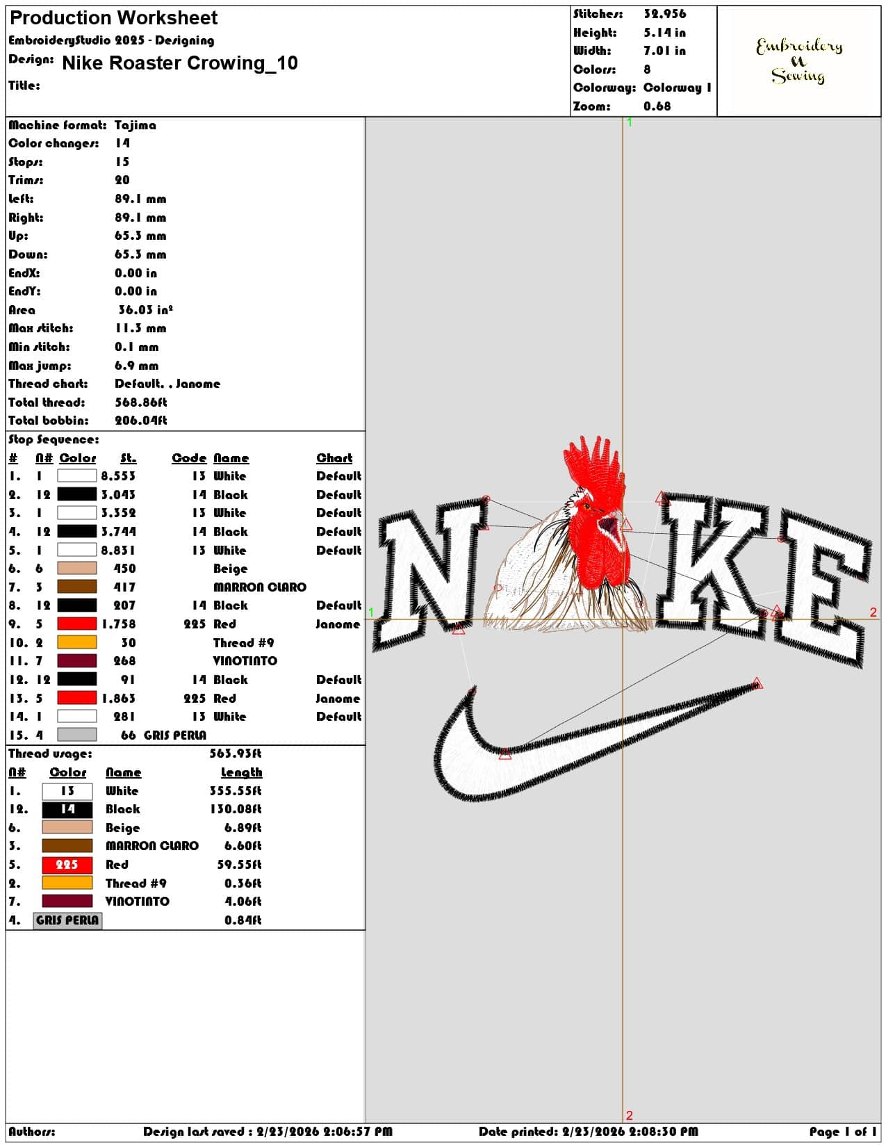 Nike Roaster Crowing  - Elegant embroidery design file-instant download — view 3