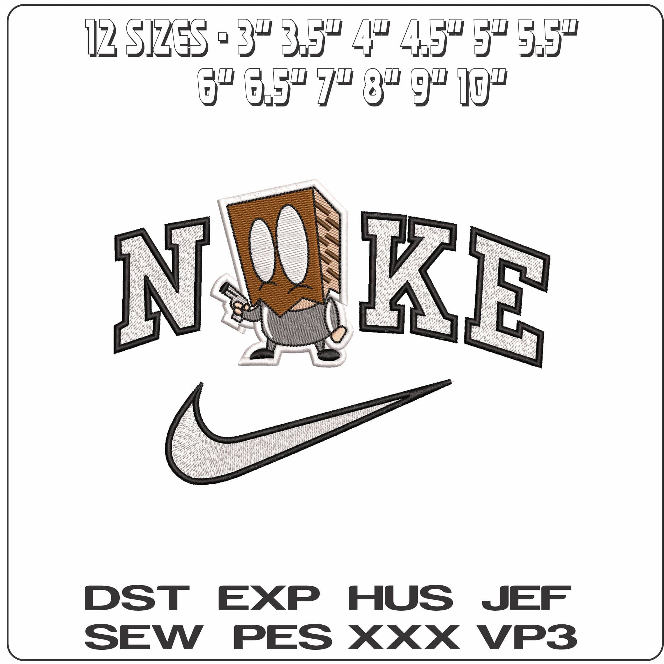 Nike Robber with Paperbag over head Cartoon  - Elegant embroidery design file-instant download — view 2