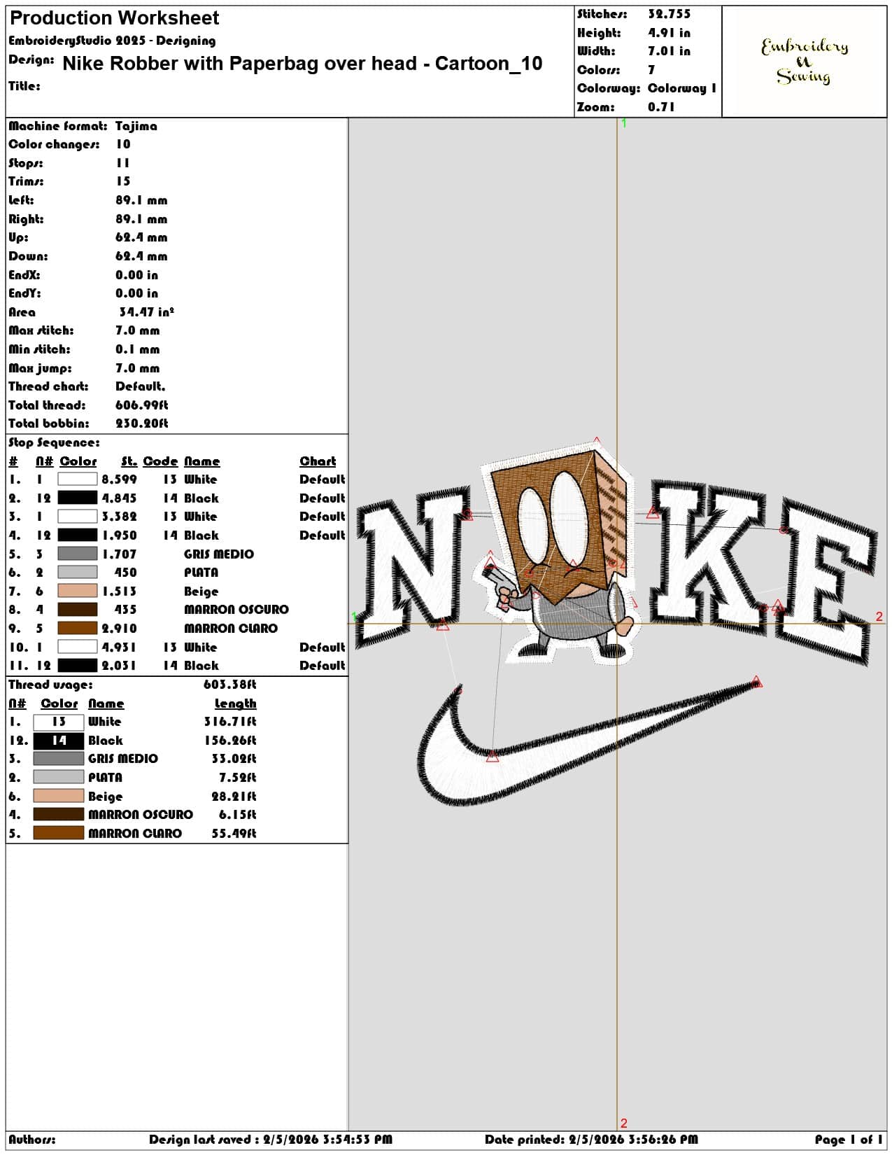 Nike Robber with Paperbag over head Cartoon  - Elegant embroidery design file-instant download — view 3