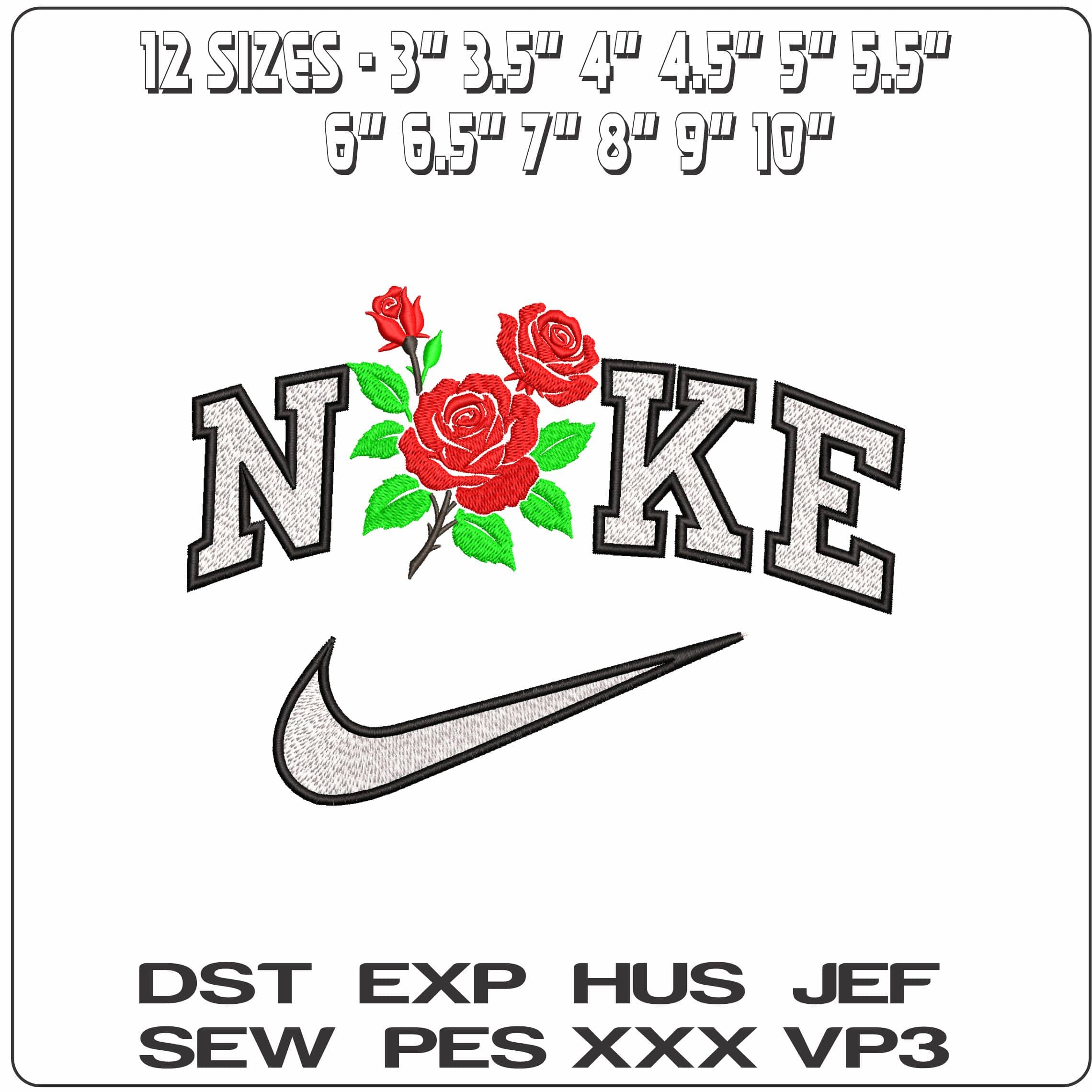 Nike Roses less detaols  - Elegant embroidery design file-instant download — view 2