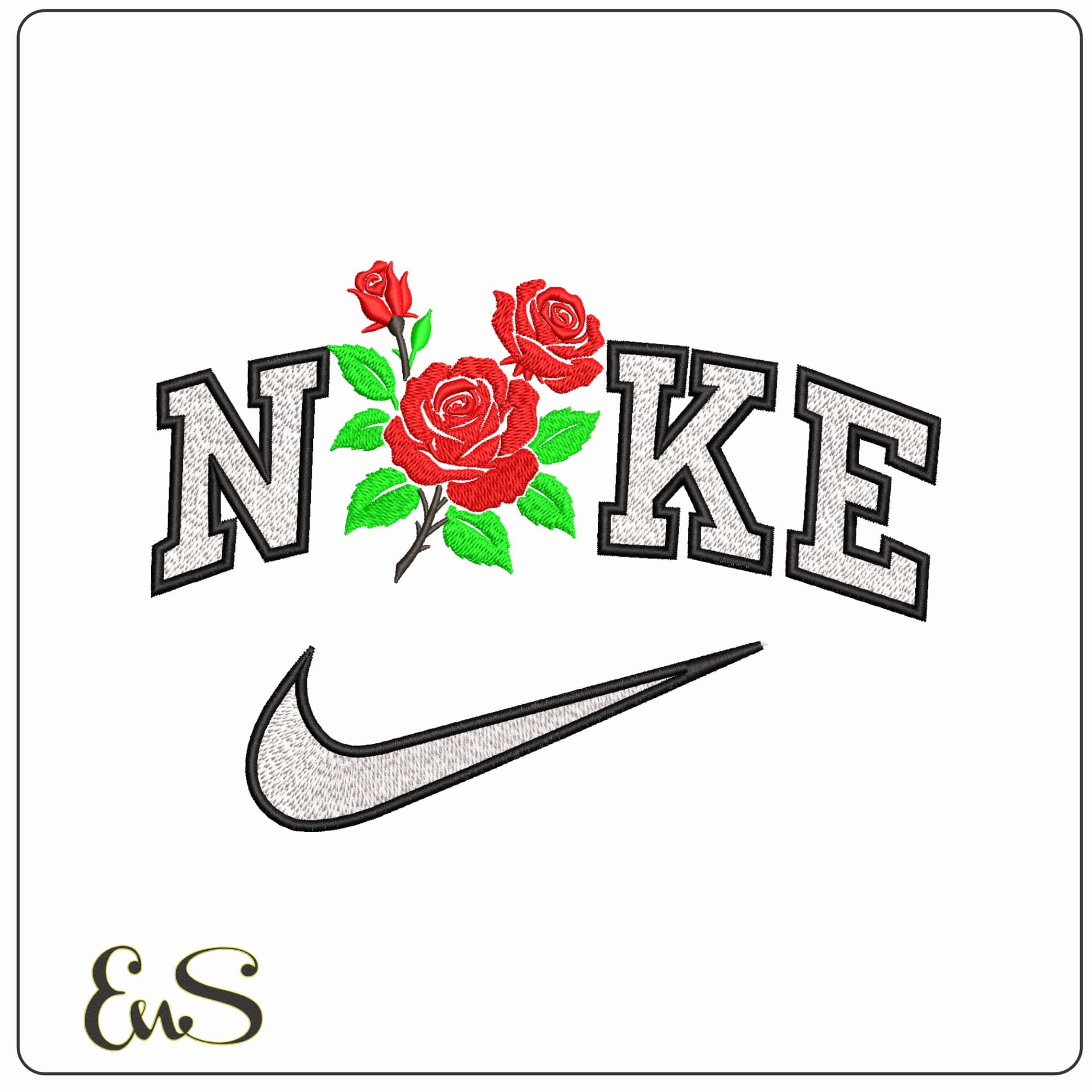 Nike Roses less detaols  - Elegant embroidery design file-instant download