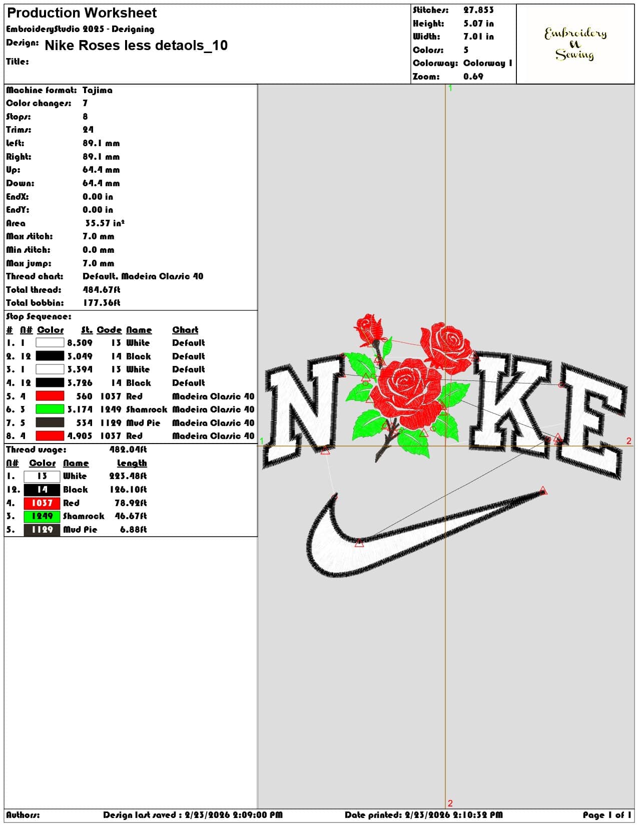 Nike Roses less detaols  - Elegant embroidery design file-instant download — view 3