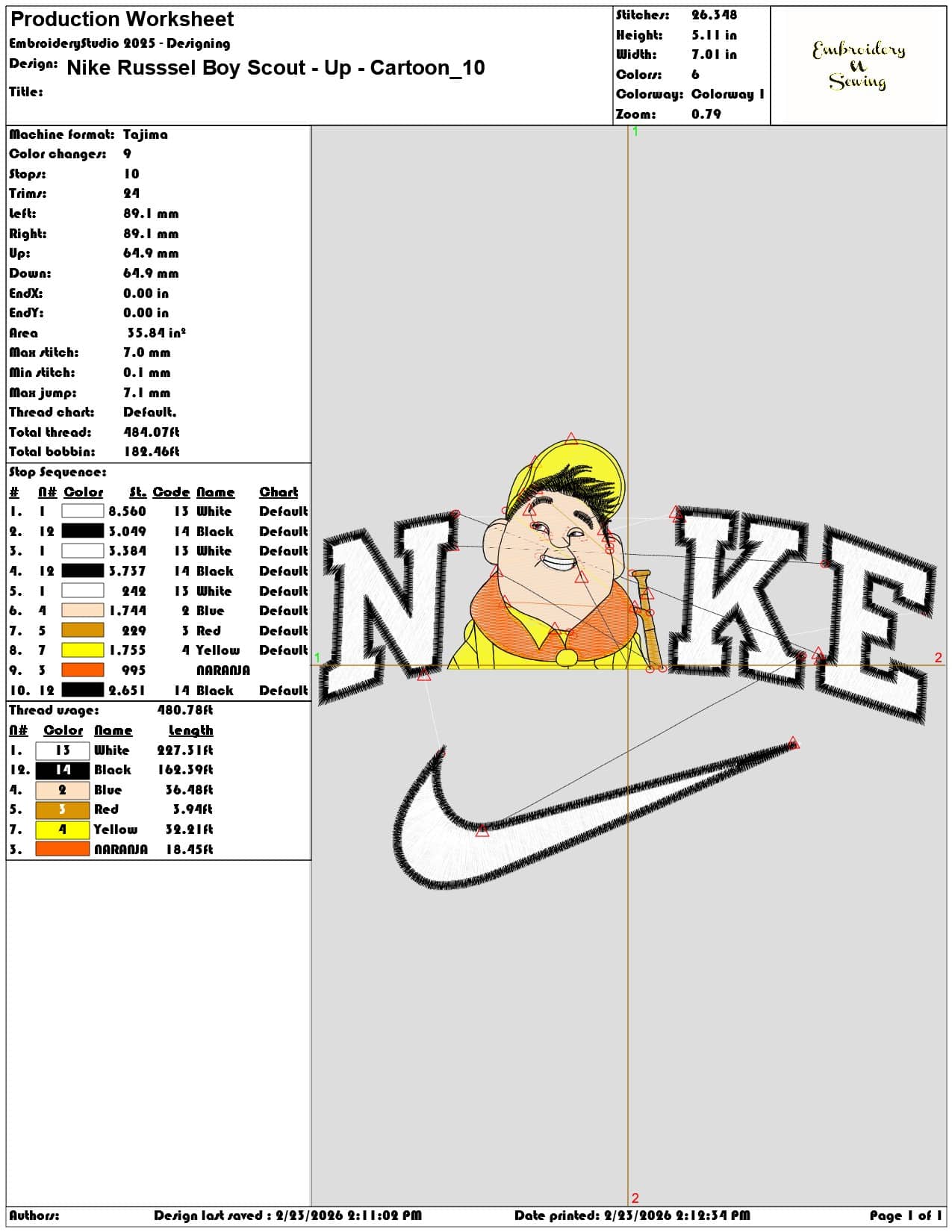 Nike Russsel Boy Scout Up Cartoon  - Elegant embroidery design file-instant download — view 3