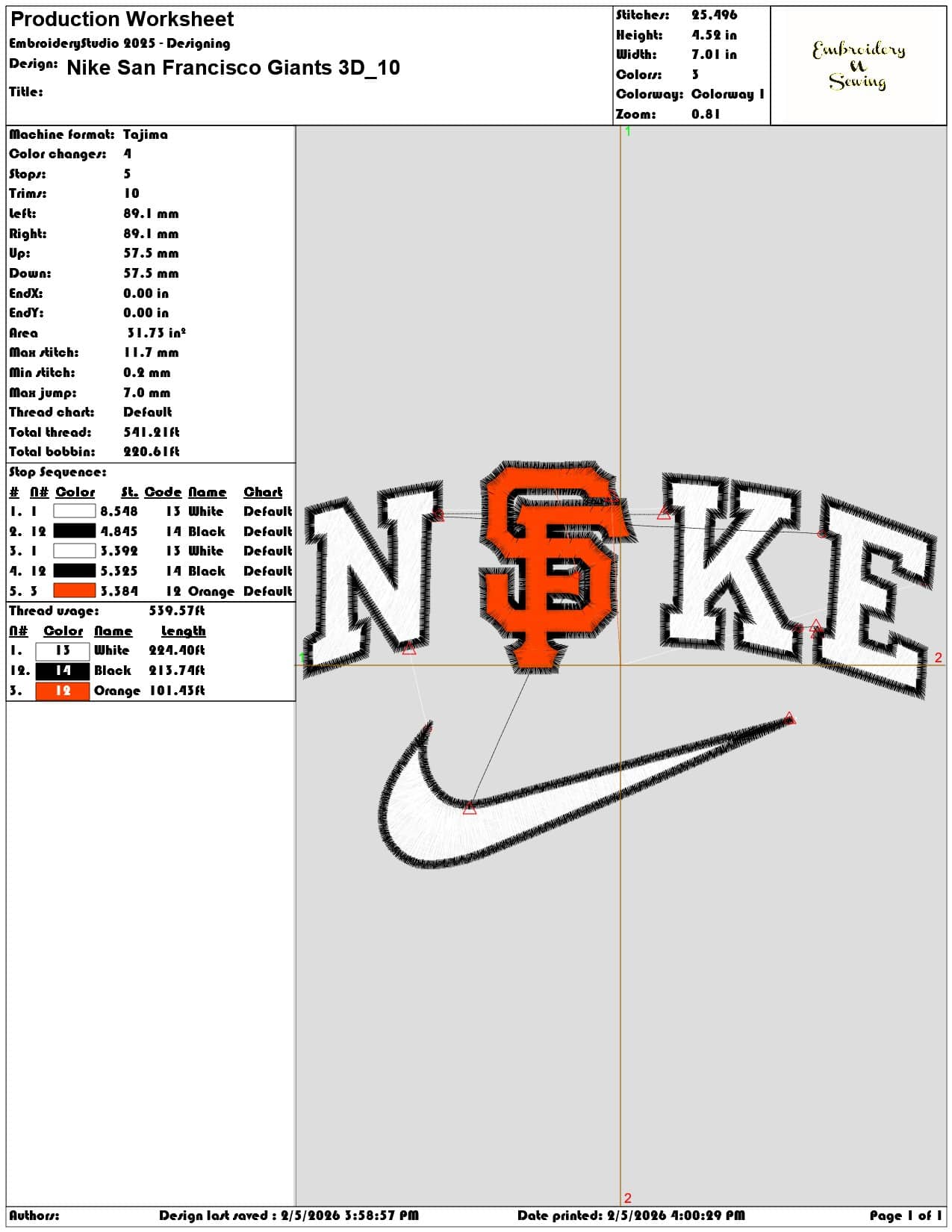 Nike San Francisco Giants 3D  - Elegant embroidery design file-instant download — view 3