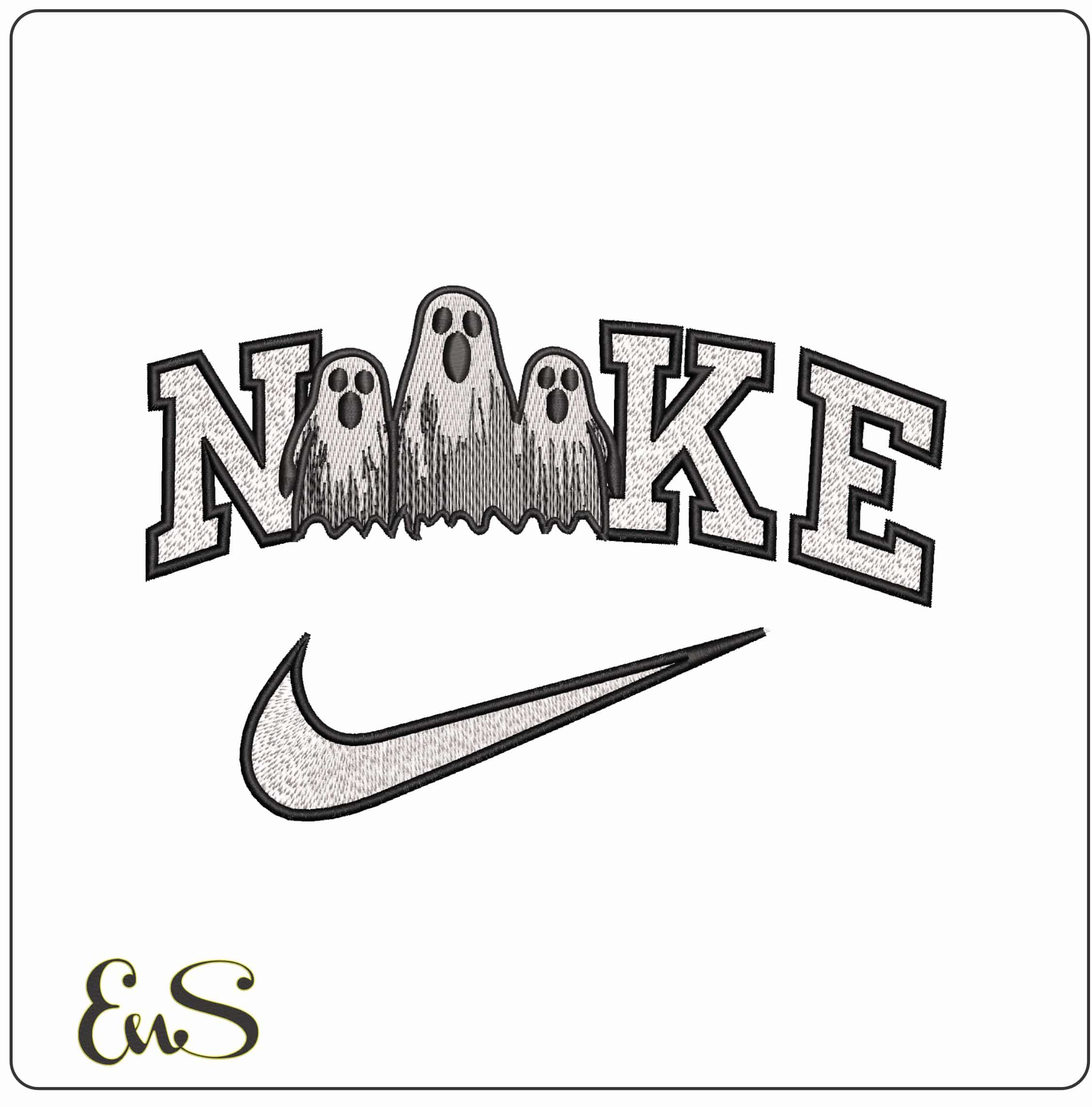 Nike Screaming Ghosts  - Elegant embroidery design file-instant download