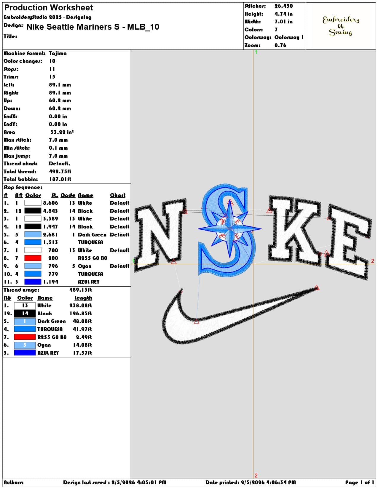 Nike Seattle Mariners S MLB  - Elegant embroidery design file-instant download — view 3