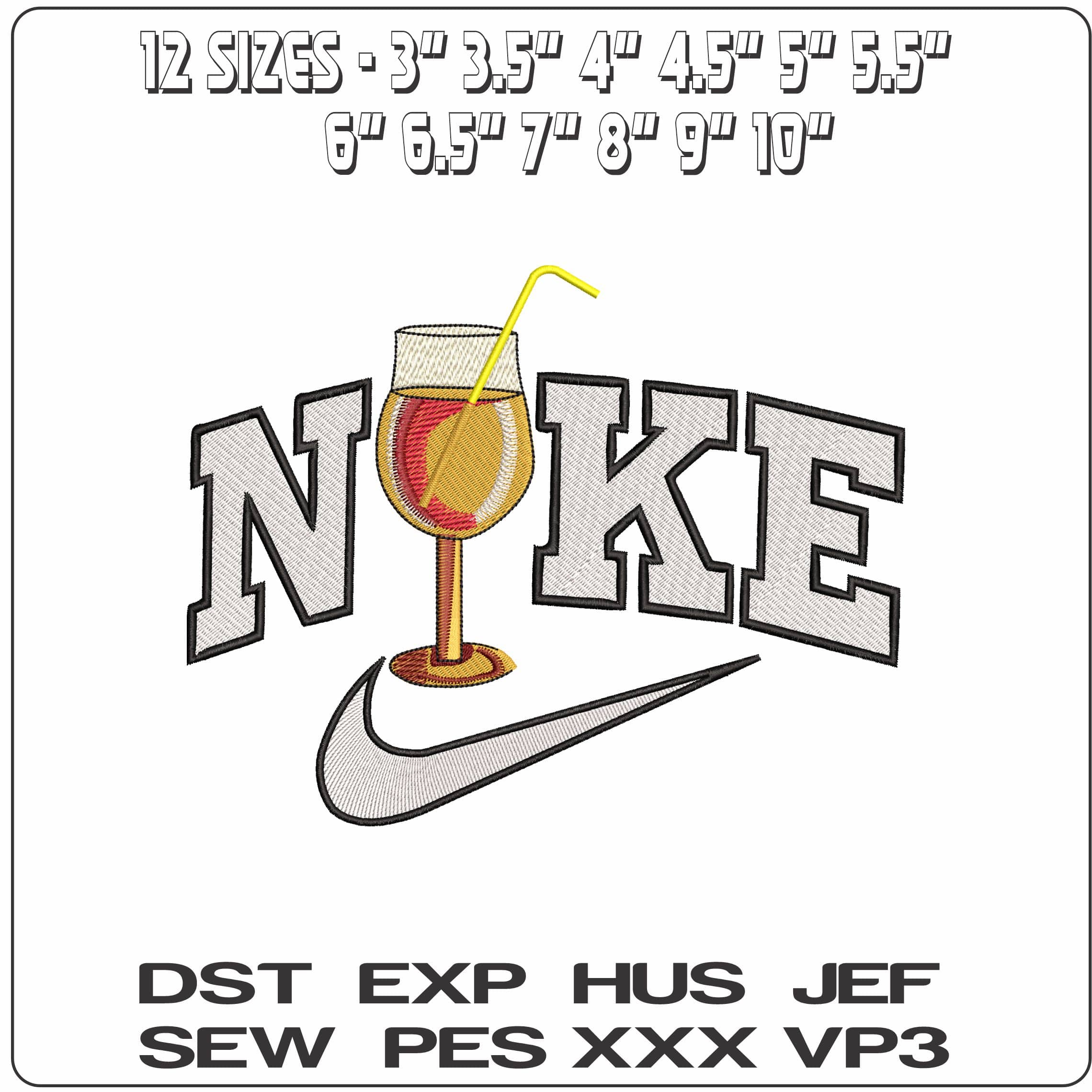 Nike Sex on Beach Cocktail  - Elegant embroidery design file-instant download — view 2