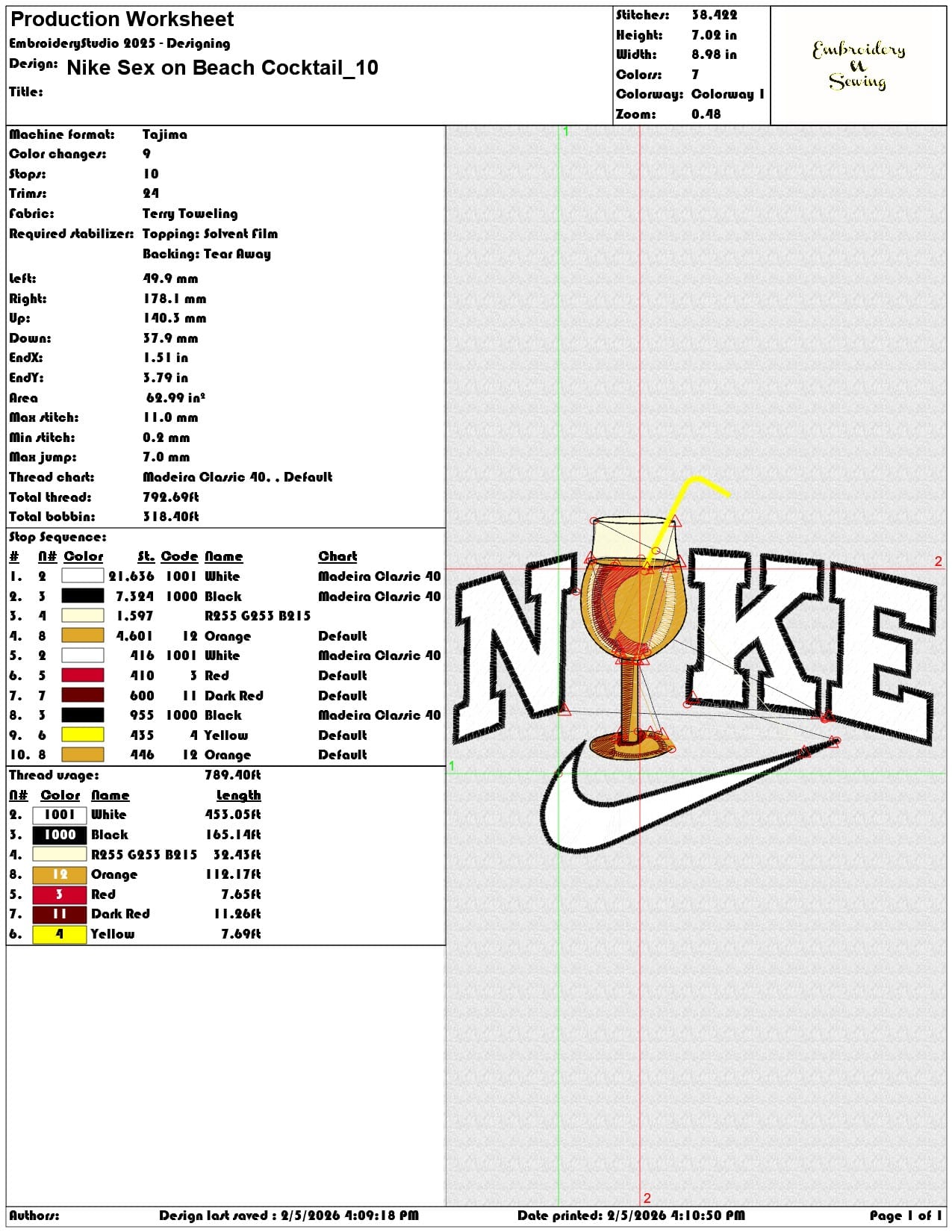 Nike Sex on Beach Cocktail  - Elegant embroidery design file-instant download — view 3