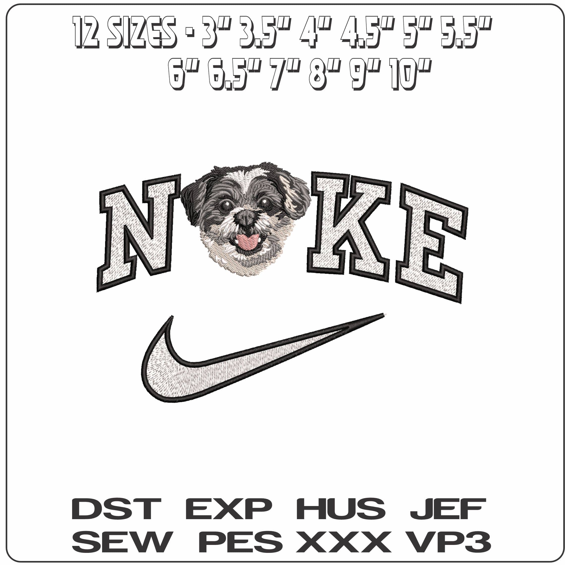 Nike Shih Tzu Dog Face  - Elegant embroidery design file-instant download — view 2
