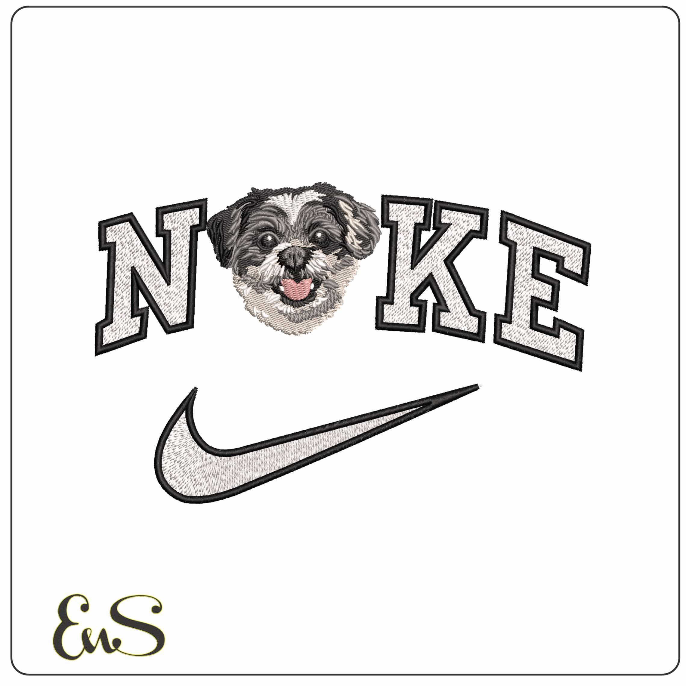 Nike Shih Tzu Dog Face  - Elegant embroidery design file-instant download