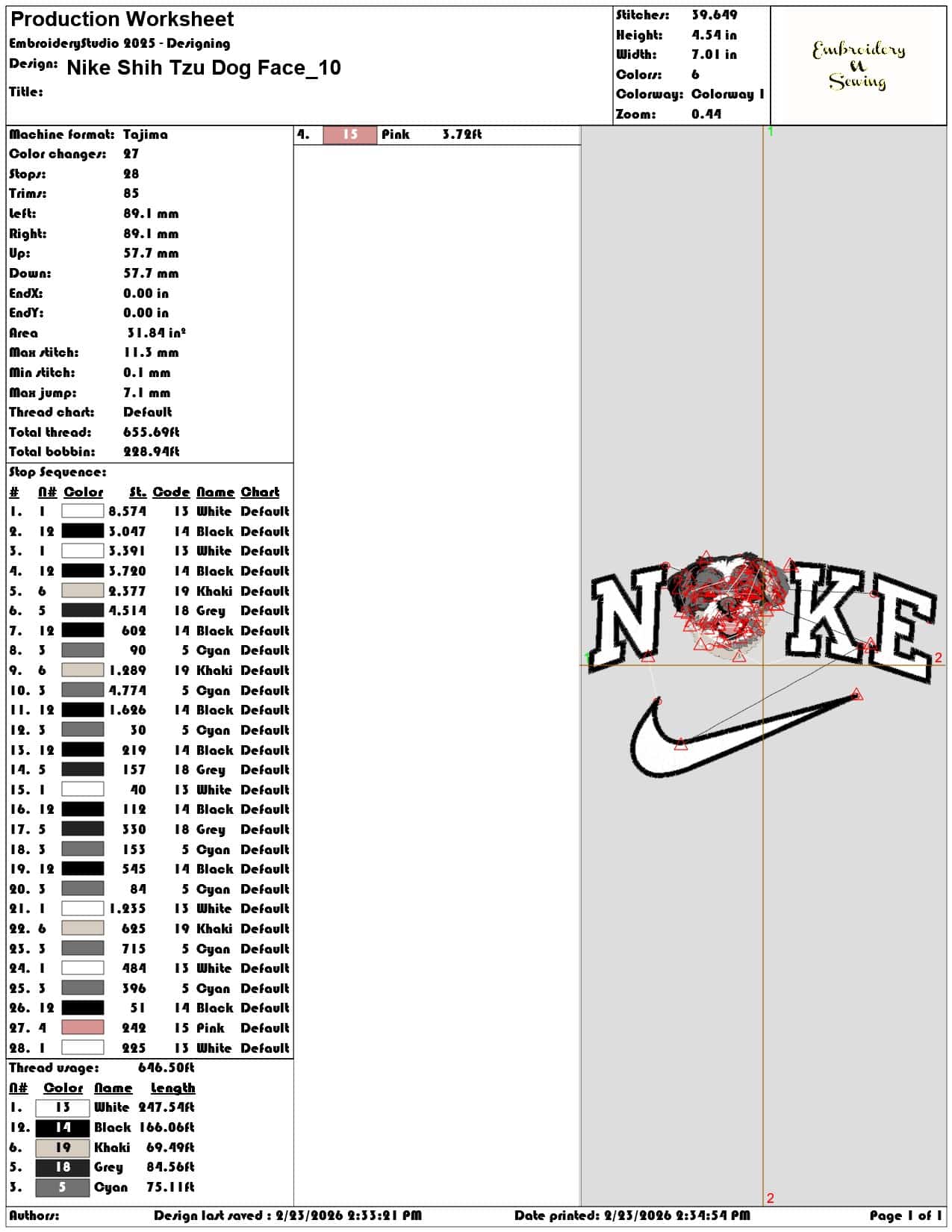 Nike Shih Tzu Dog Face  - Elegant embroidery design file-instant download — view 3