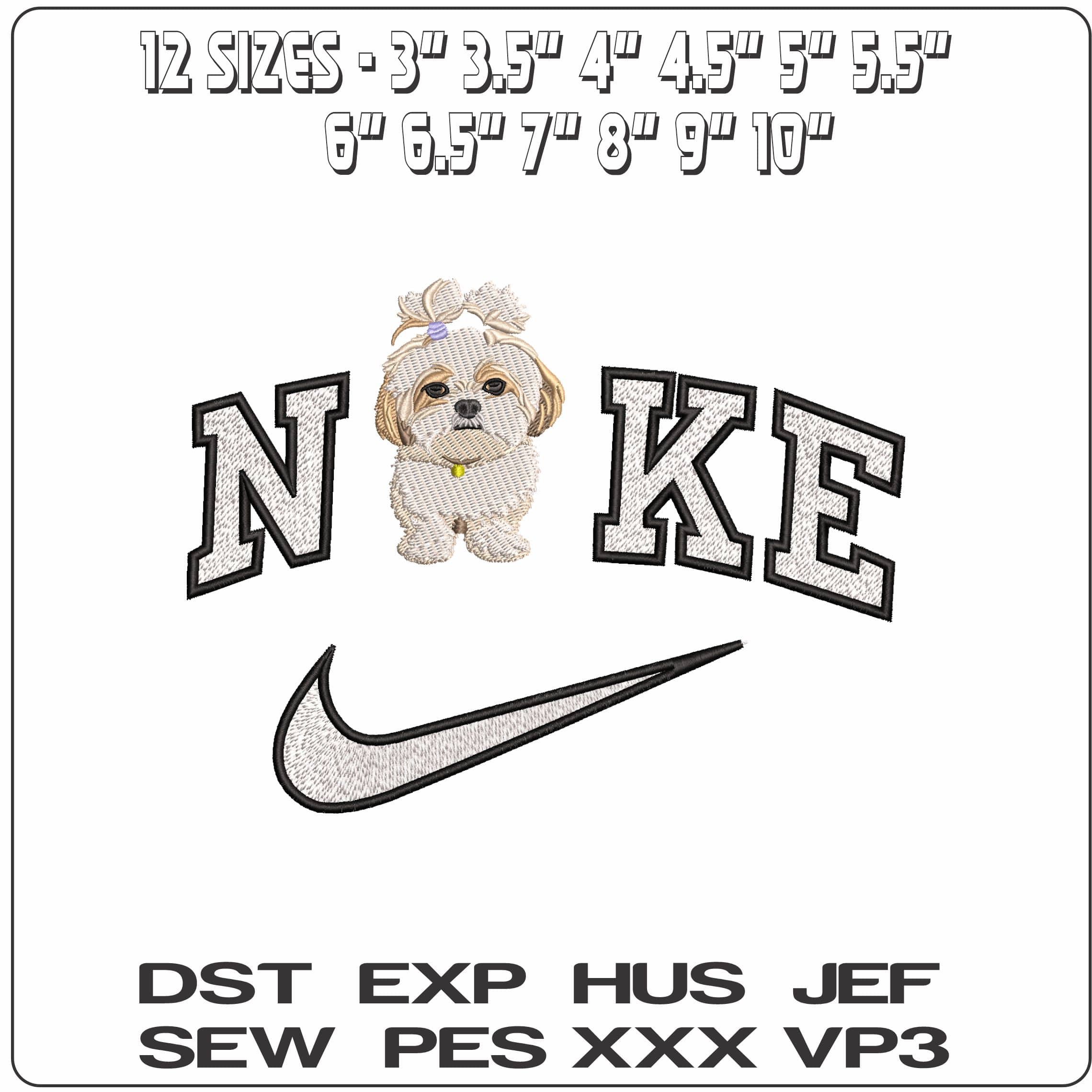Nike Shih Tzu Dog standing  - Elegant embroidery design file-instant download — view 2